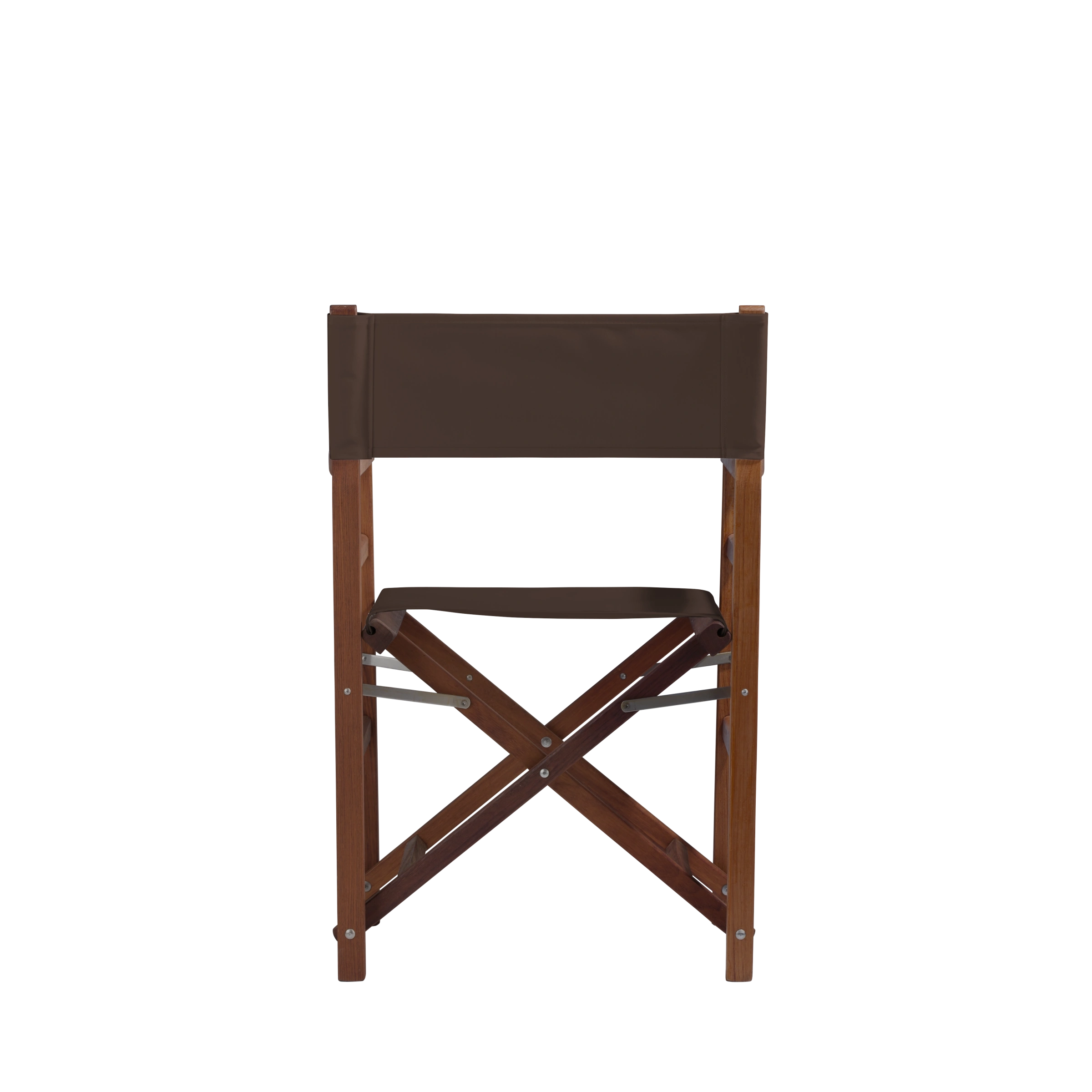 Regiestuhl Oscar aus Iroko-Holz Buchenholz mit Bezug in caffé, Rückansicht
#Classic | Set (Farbe)_caffè