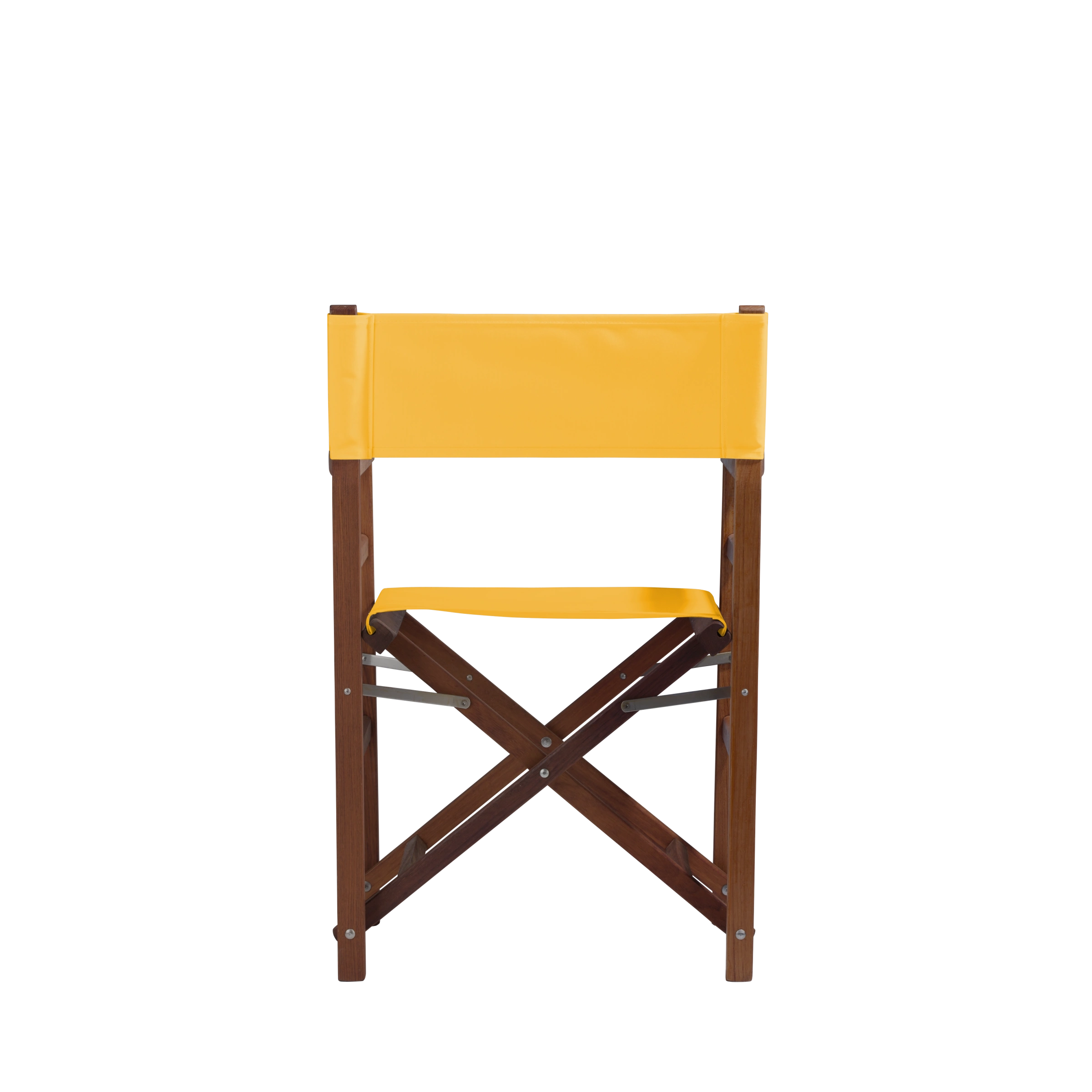 Regiestuhl Oscar aus Iroko-Holz Buchenholz mit gelbem Bezug, Rückansicht
#Classic | Set (Farbe)_gelb