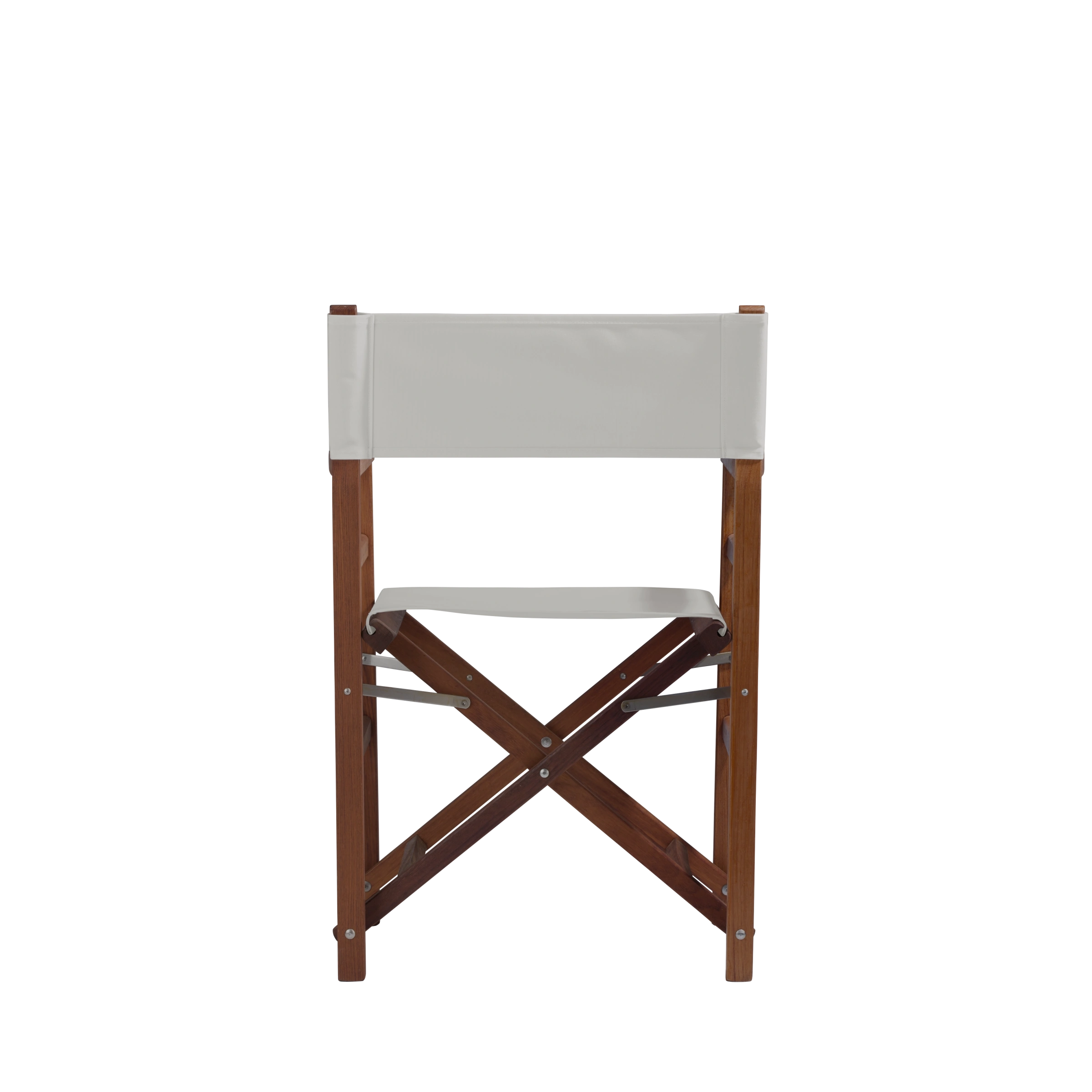 Regiestuhl Oscar aus Iroko-Holz Buchenholz mit hellgrauem Bezug, Rückansicht
#Classic | Set (Farbe)_hellgrau