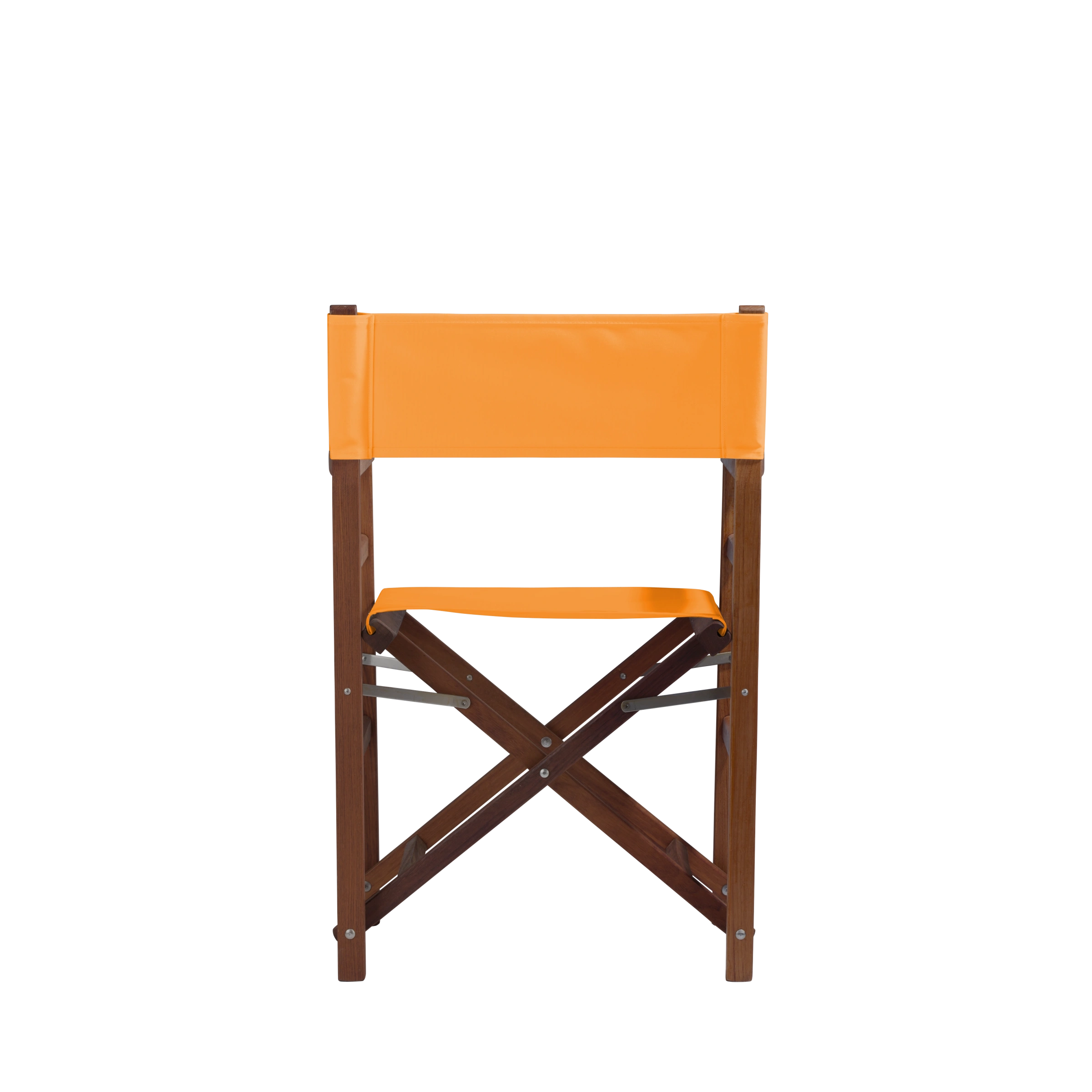 Regiestuhl Oscar aus Iroko-Holz Buchenholz mit Bezug in mandarine, Rückansicht
#Classic | Set (Farbe)_mandarine