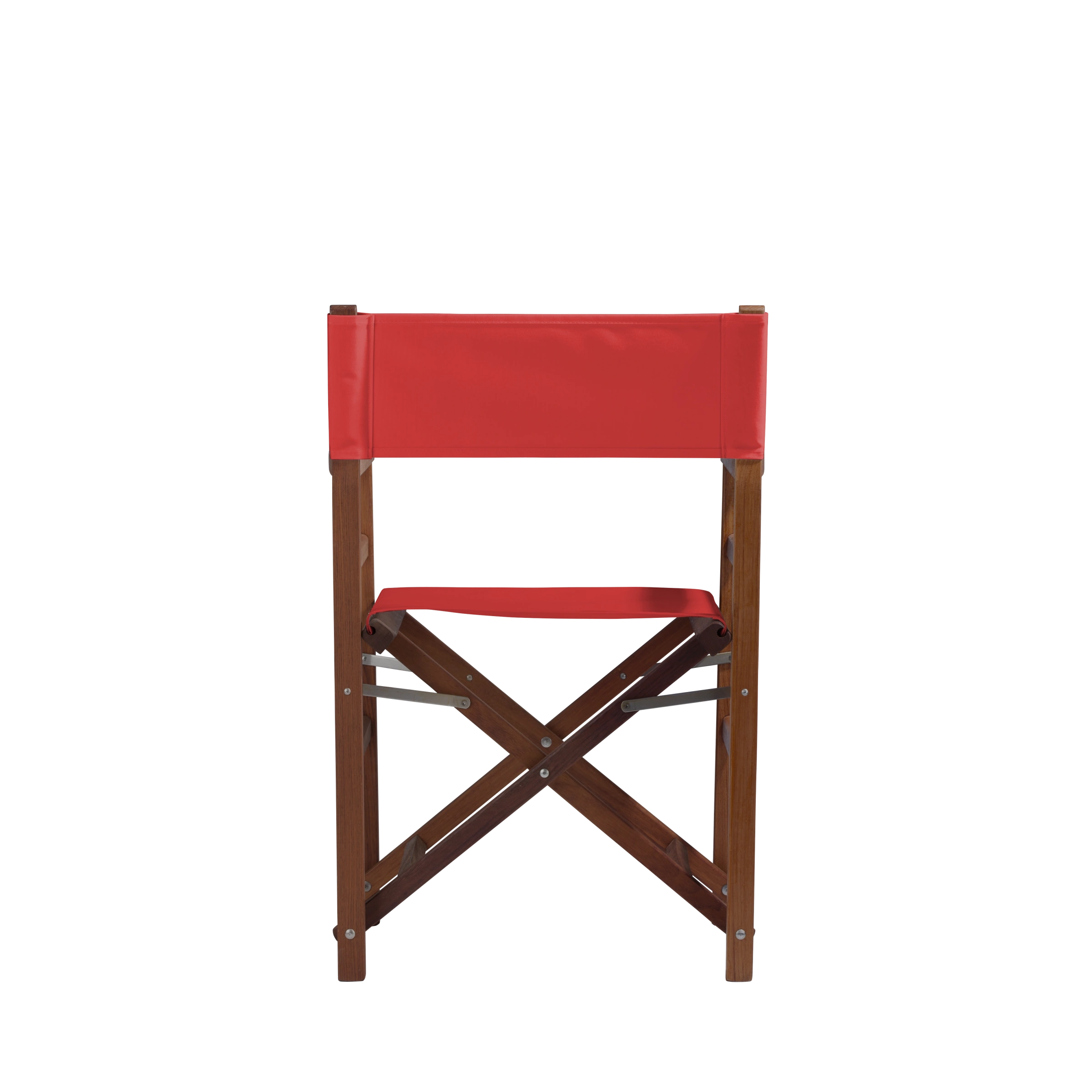 Regiestuhl Oscar aus Iroko-Holz Buchenholz mit Bezug in rivarot, Rückansicht
#Classic | Set (Farbe)_rivarot