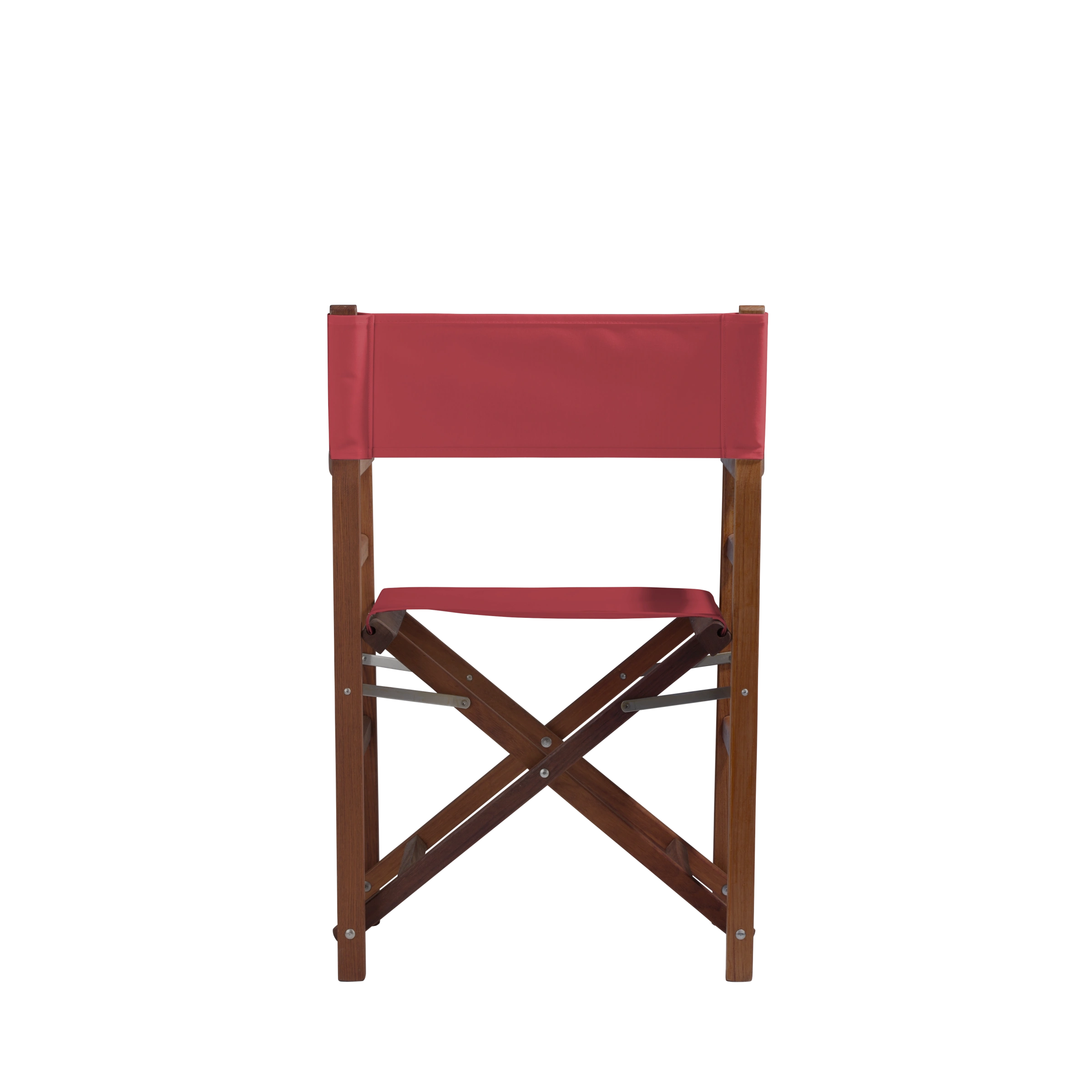 Regiestuhl Oscar aus Iroko-Holz Buchenholz mit rotem Bezug, Rückansicht
#Classic | Set (Farbe)_rot