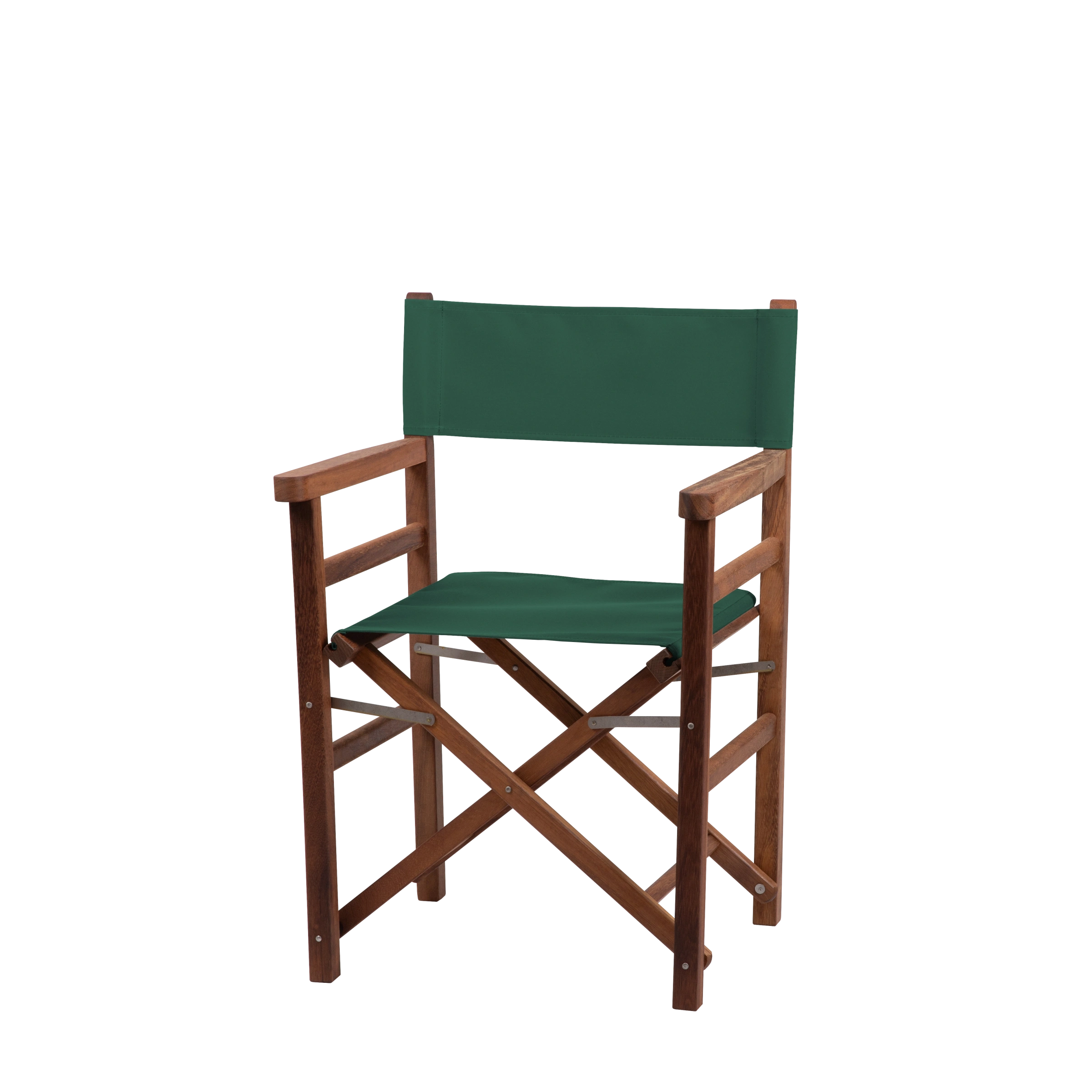 Regiestuhl Oscar aus Iroko-Holz Buchenholz mit dunkelgrünem Bezug, Frontalansicht
#Classic | Set (Farbe)_dunkelgrün