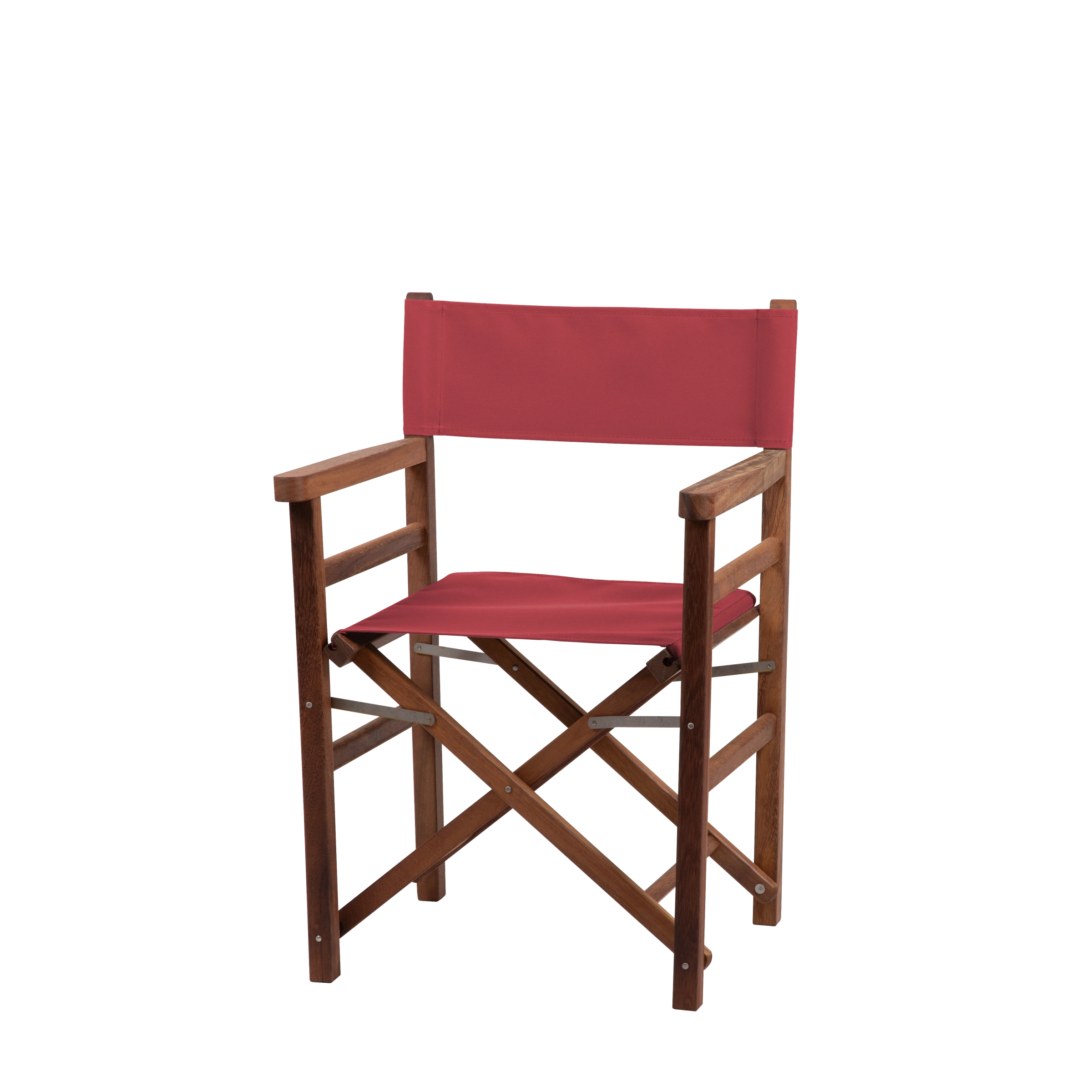 Regiestuhl Oscar aus Iroko-Holz Buchenholz mit rotem Bezug, Seitenansicht
#Classic | Set (Farbe)_rot