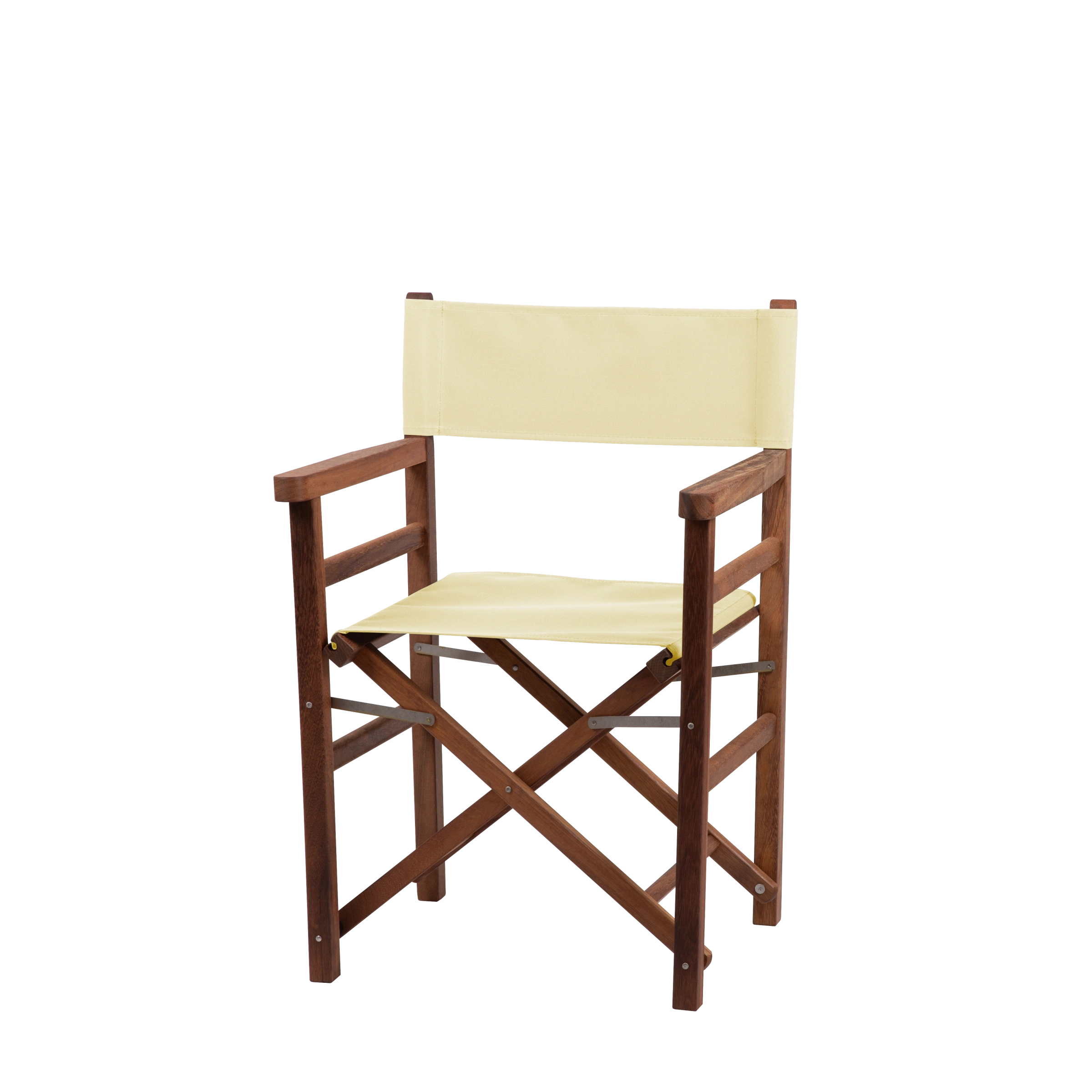 Regiestuhl Oscar aus Iroko-Holz Buchenholz mit Bezug in vanille, Seitenansicht
#Classic | Set (Farbe)_vanille