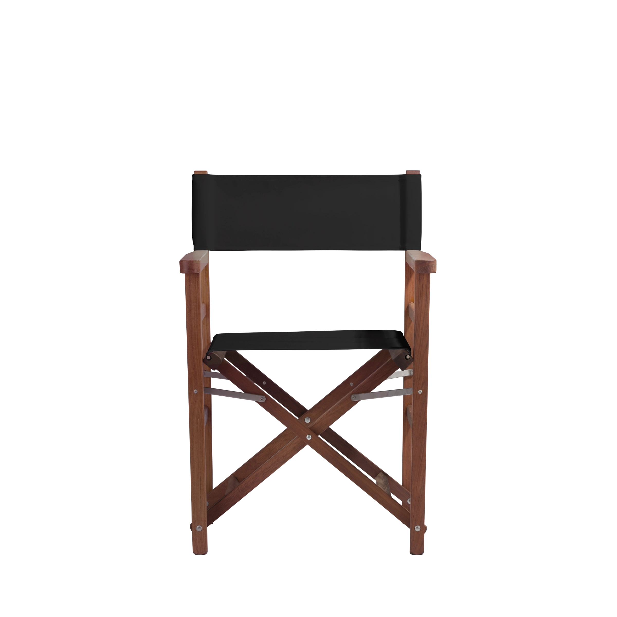 Regiestuhl Oscar aus Iroko-Holz Buchenholz mit schwarzem Bezug, Frontalansicht
#Classic | Set (Farbe)_schwarz