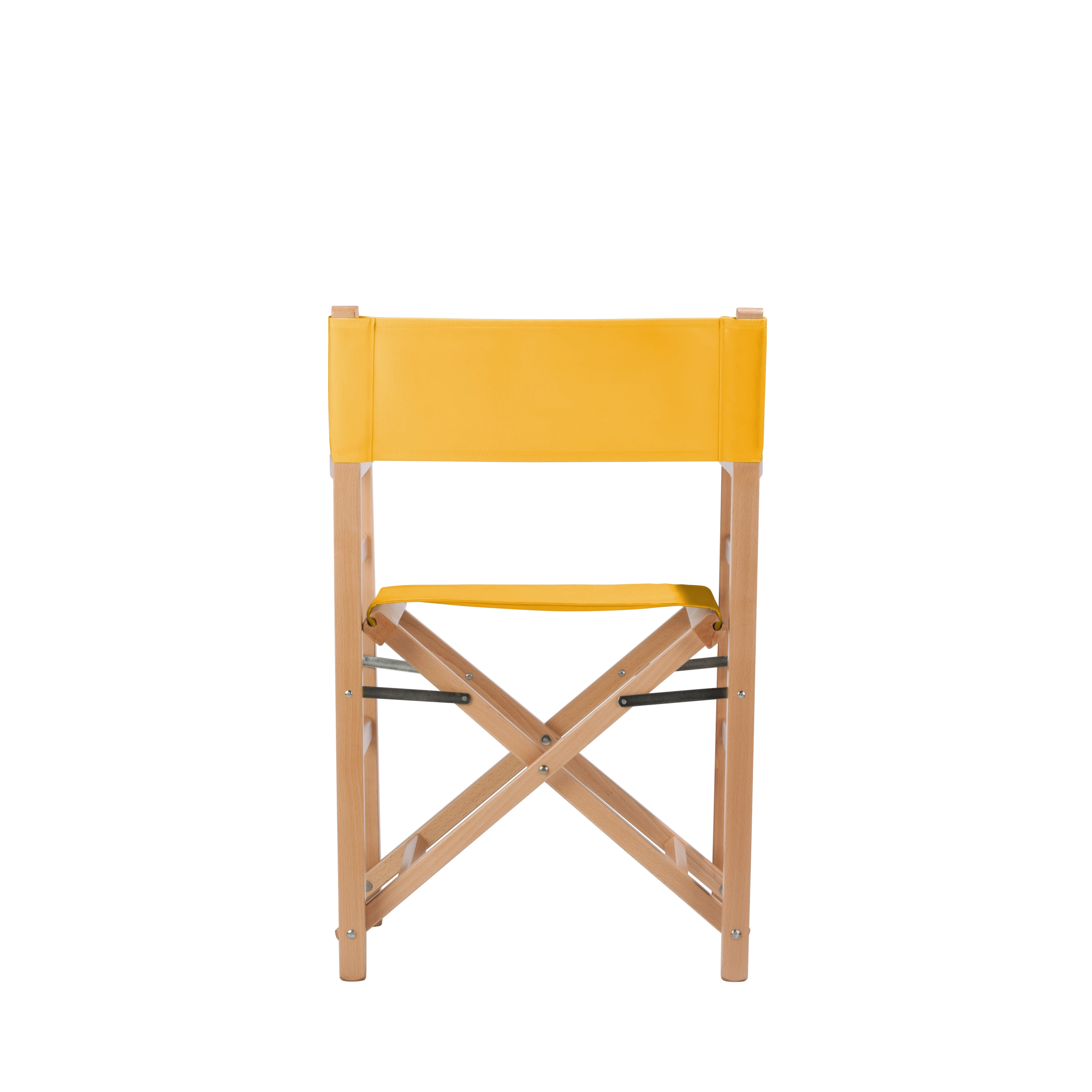 Regiestuhl Oscar aus naturfarbenem Buchenholz mit gelbem Bezug, Rückansicht
#Classic | Set (Farbe)_gelb