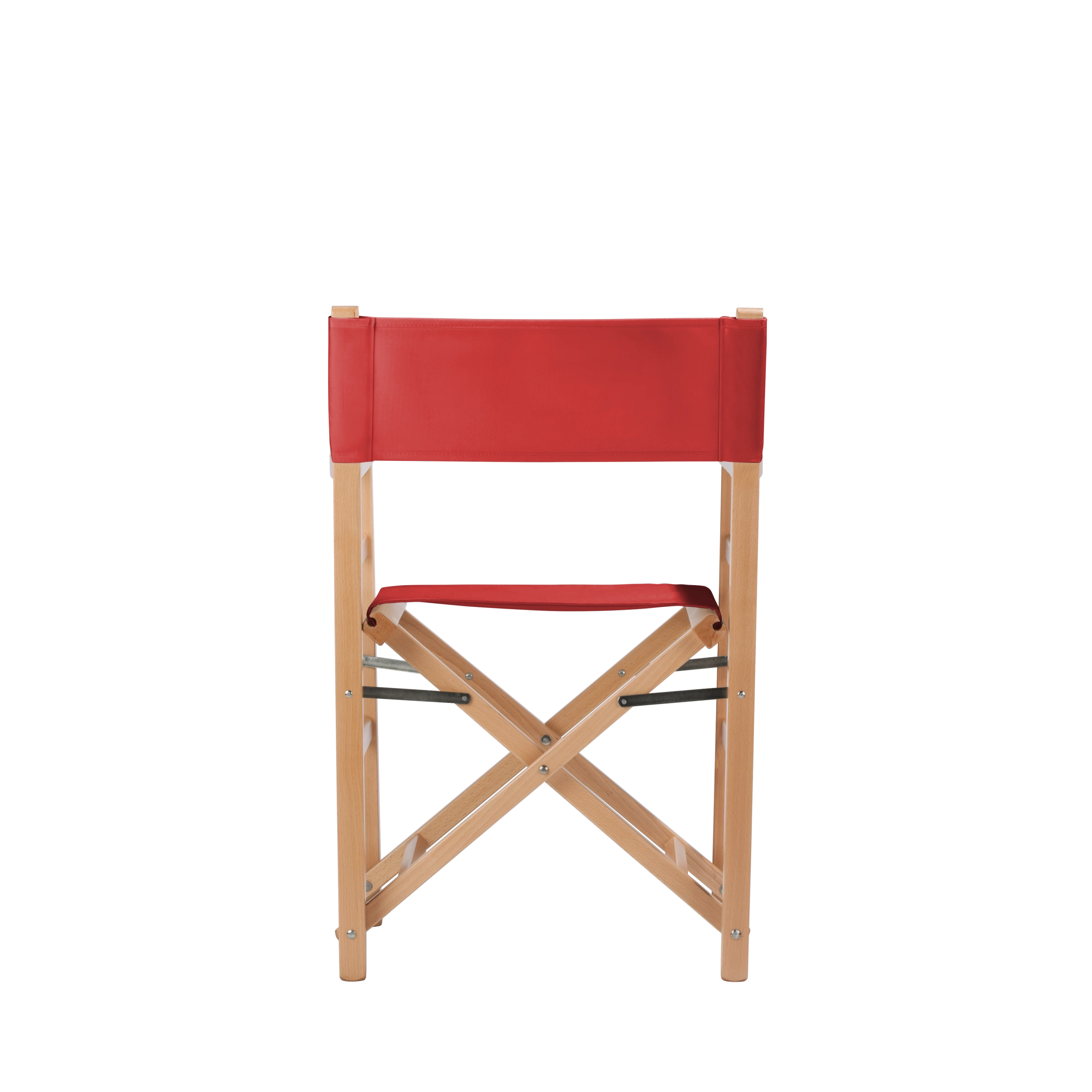 Regiestuhl Oscar aus naturfarbenem Buchenholz mit Bezug in rivarot, Rückansicht
#Classic | Set (Farbe)_rivarot