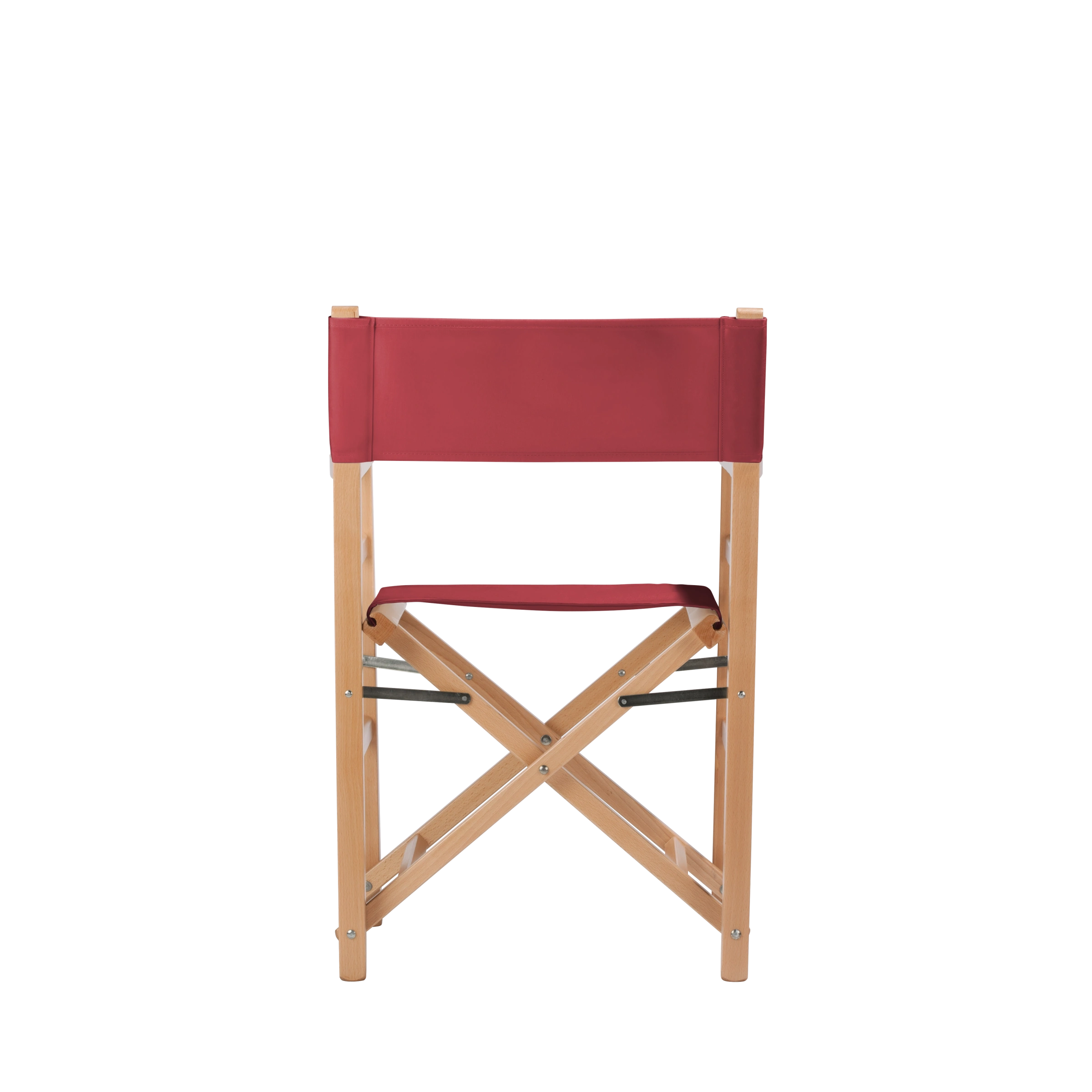 Regiestuhl Oscar aus naturfarbenem Buchenholz mit rotem Bezug, Rückansicht
#Classic | Set (Farbe)_rot
