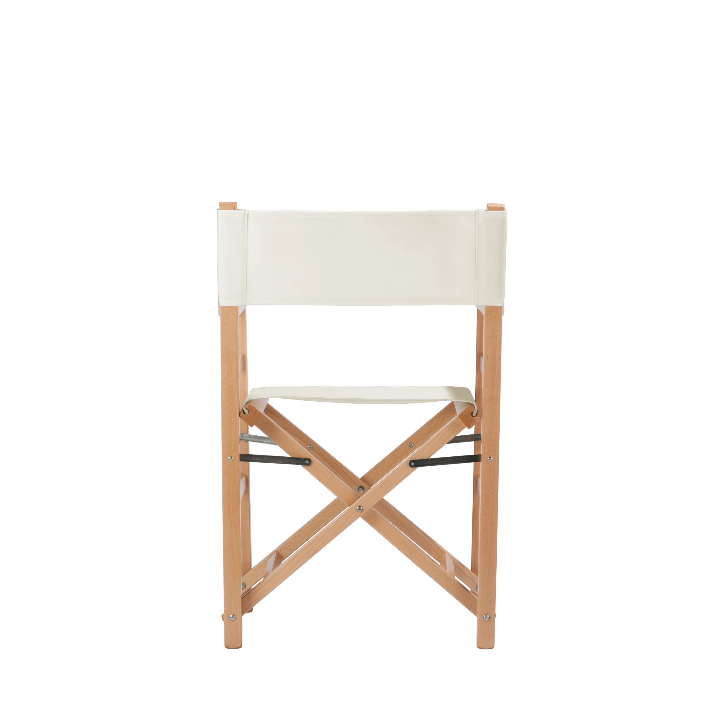 Regiestuhl Oscar aus naturfarbenem Buchenholz mit weißem Bezug, Rückansicht
#Classic | Set (Farbe)_weiß
