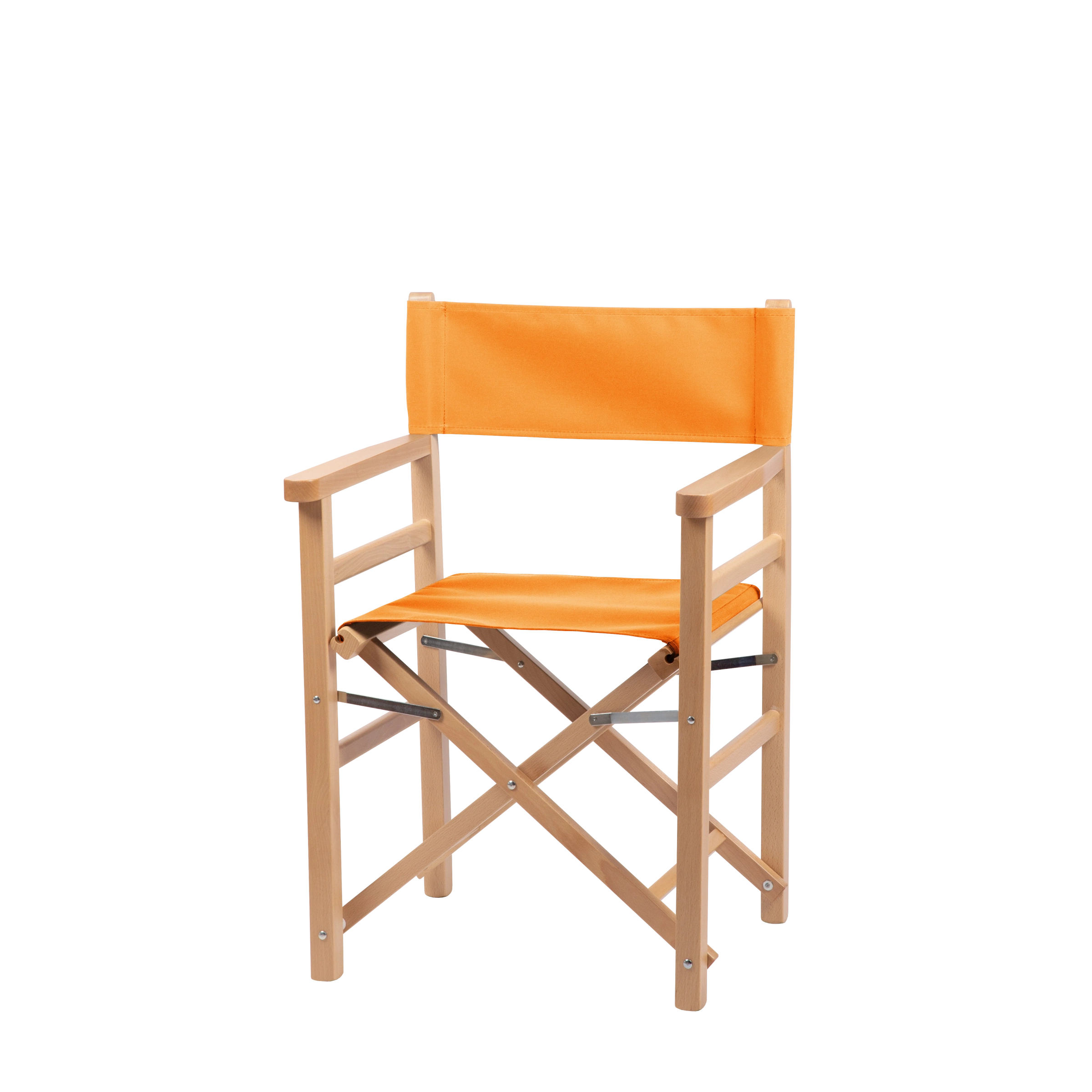 Regiestuhl Oscar aus naturfarbenem Buchenholz mit Bezug in mandarine, Seitenansicht
#Classic | Set (Farbe)_mandarine
