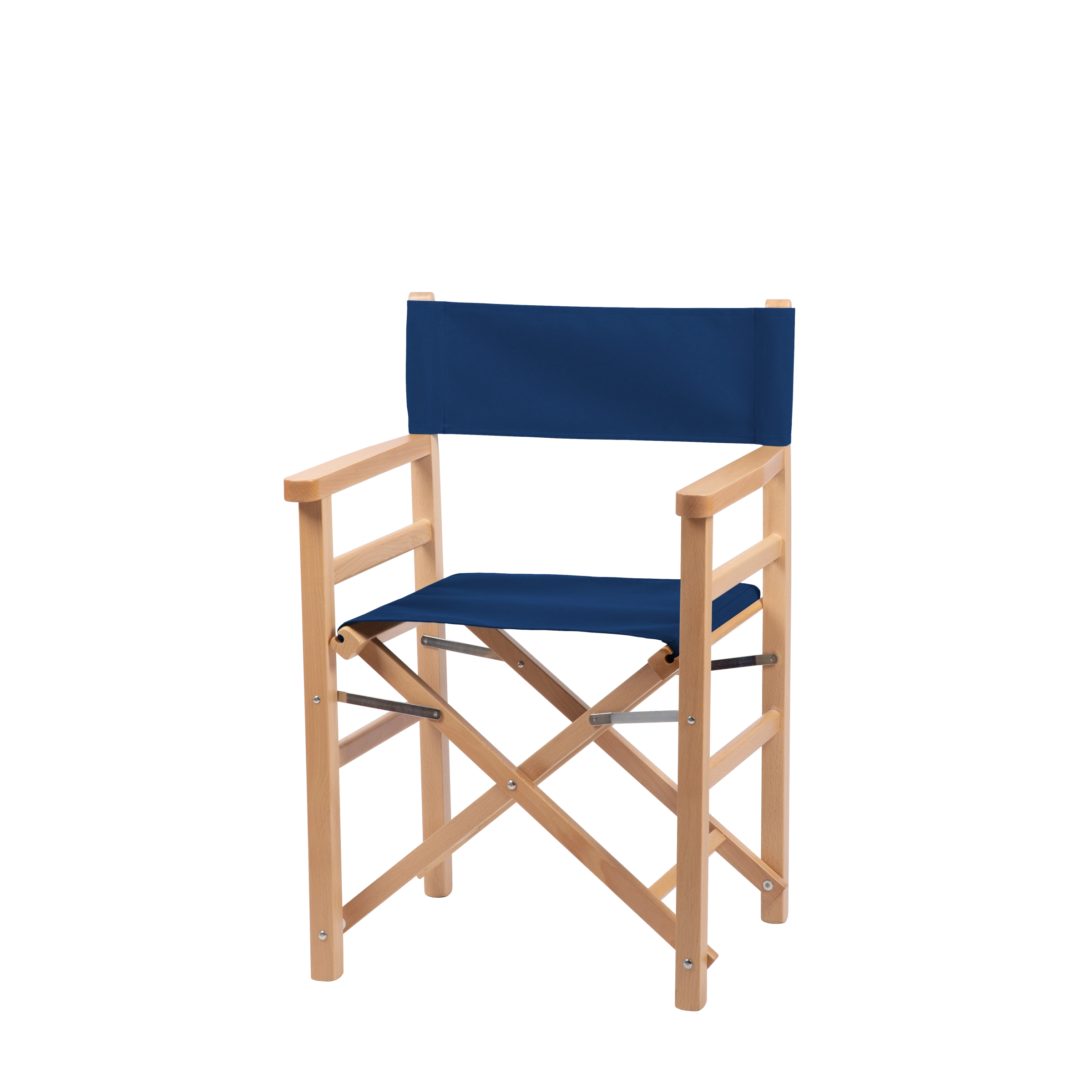 Regiestuhl Oscar aus naturfarbenem Buchenholz mit Bezug in marine, Seitenansicht
#Classic | Set (Farbe)_marine