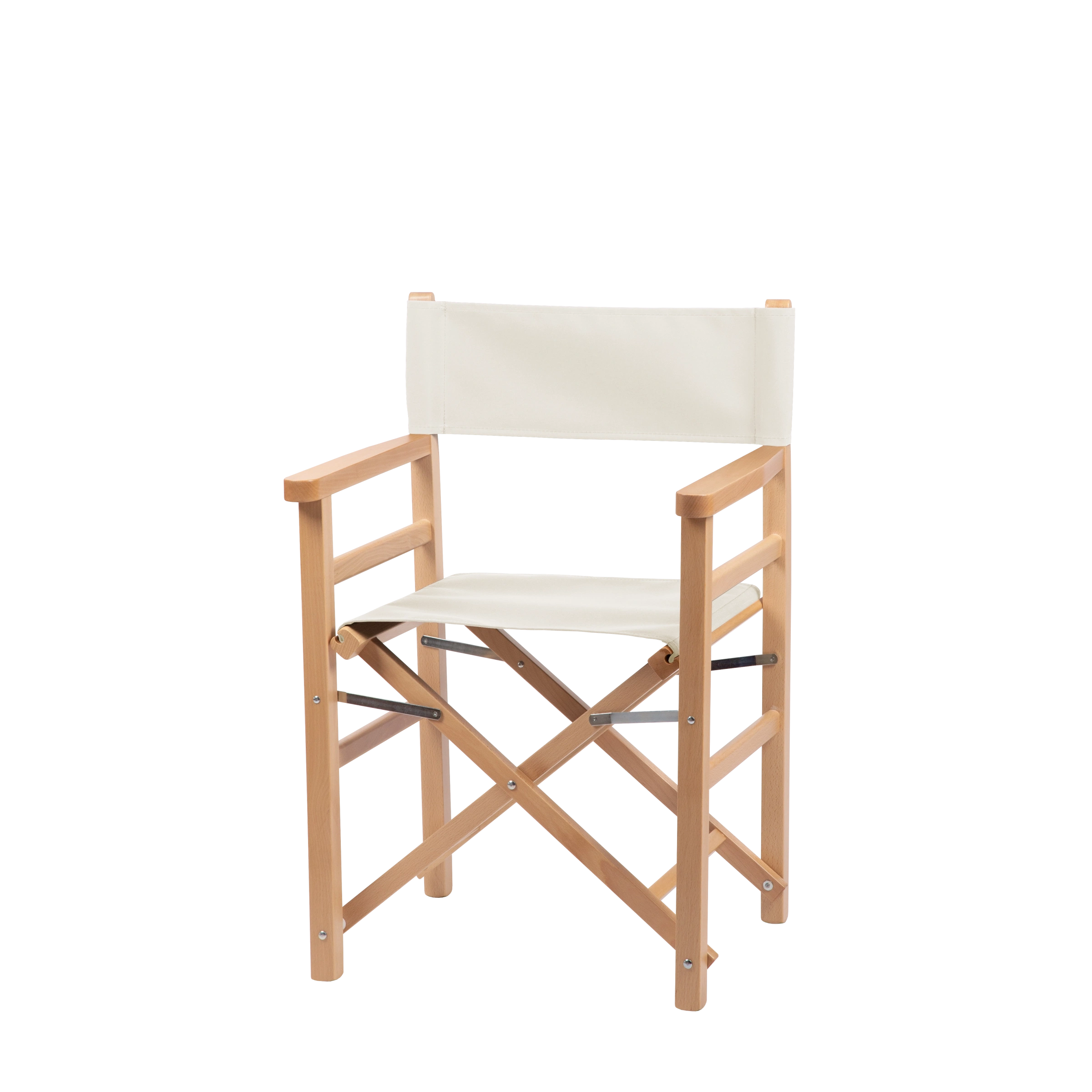 Regiestuhl Oscar aus naturfarbenem Buchenholz mit weißem Bezug, Seitenansicht
#Classic | Set (Farbe)_weiß