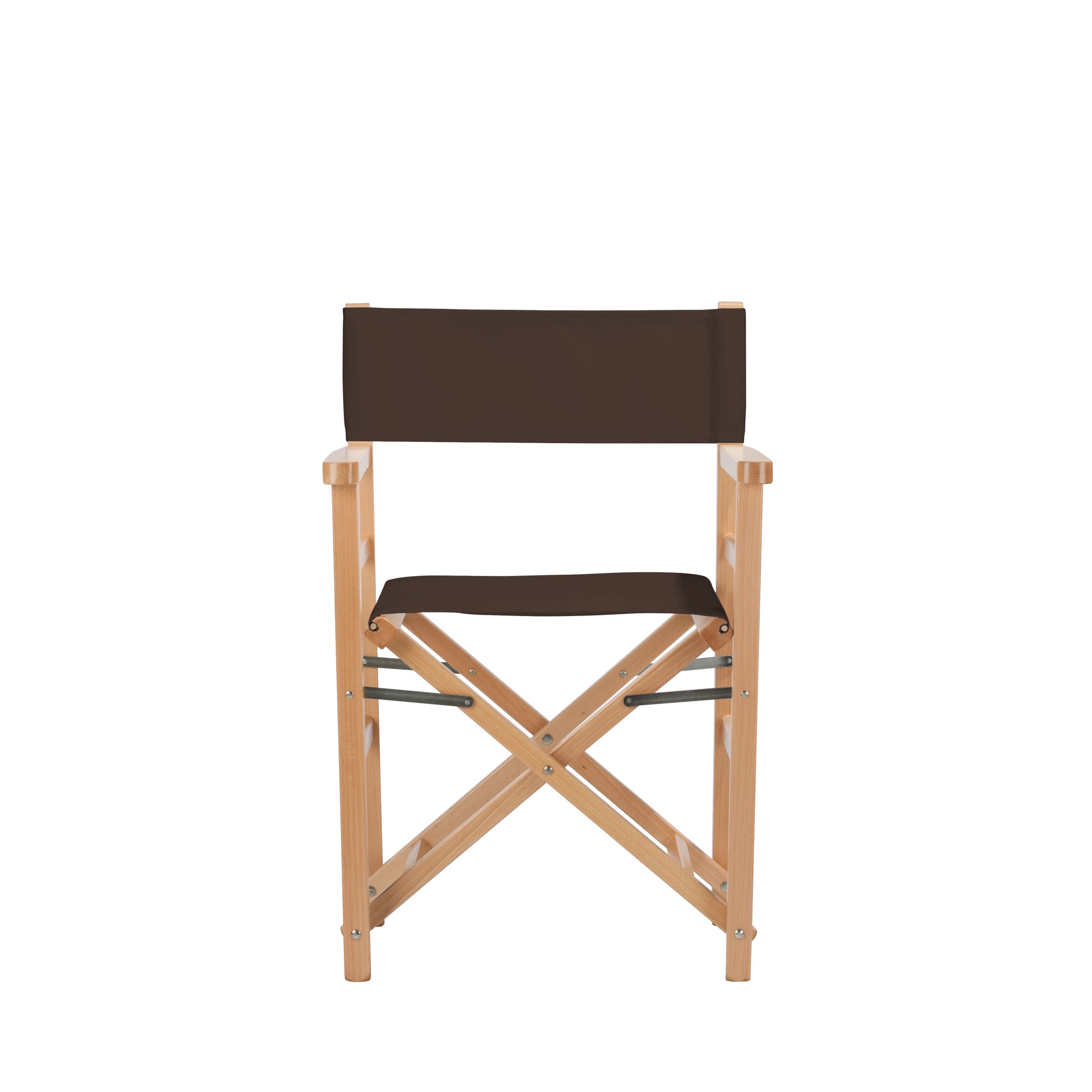 Regiestuhl Oscar aus naturfarbenem Buchenholz mit Bezug in caffé, Frontalansicht
#Classic | Set (Farbe)_caffé