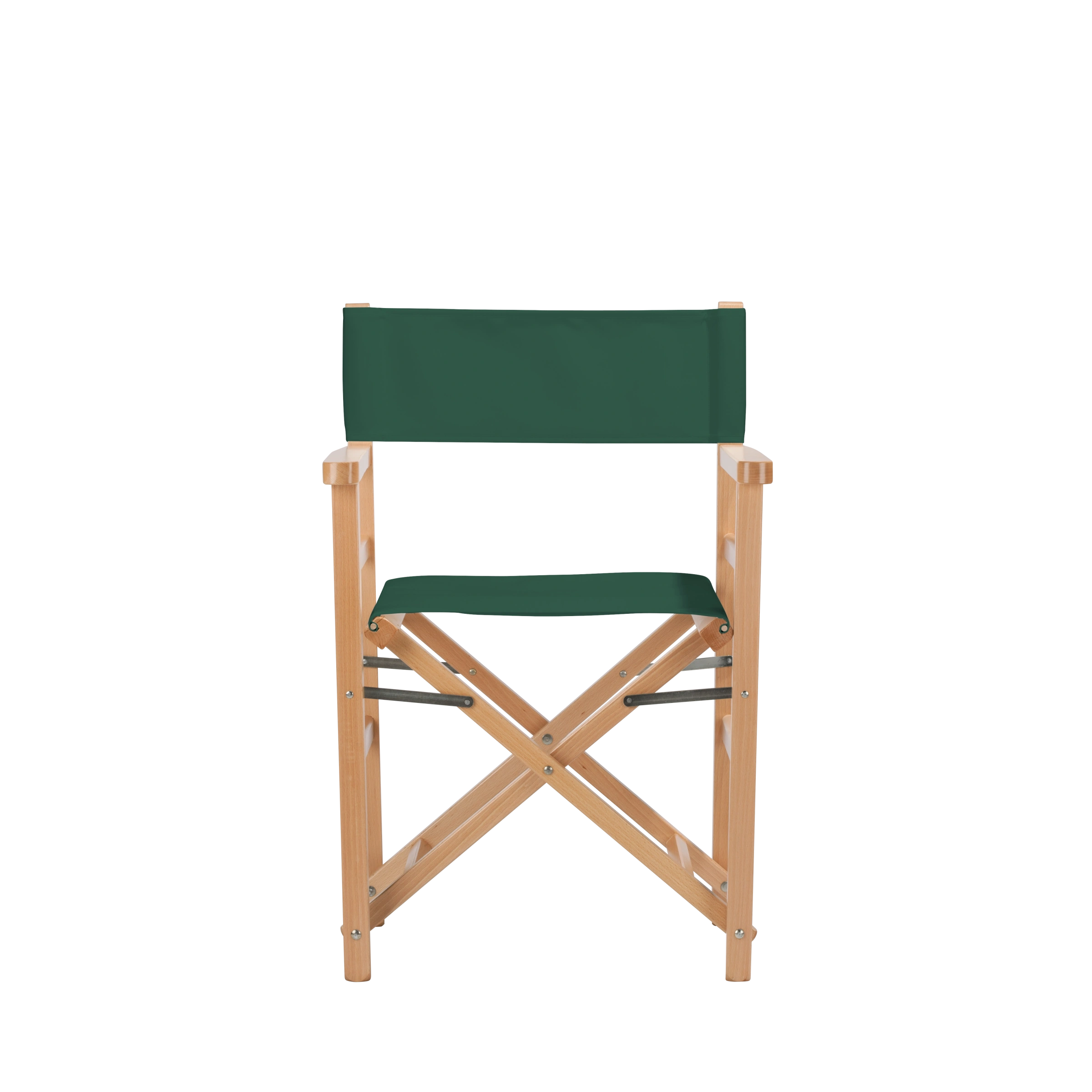 Regiestuhl Oscar aus naturfarbenem Buchenholz mit dunkelgrünem Bezug, Frontalansicht
#Classic | Set (Farbe)_dunkelgrün