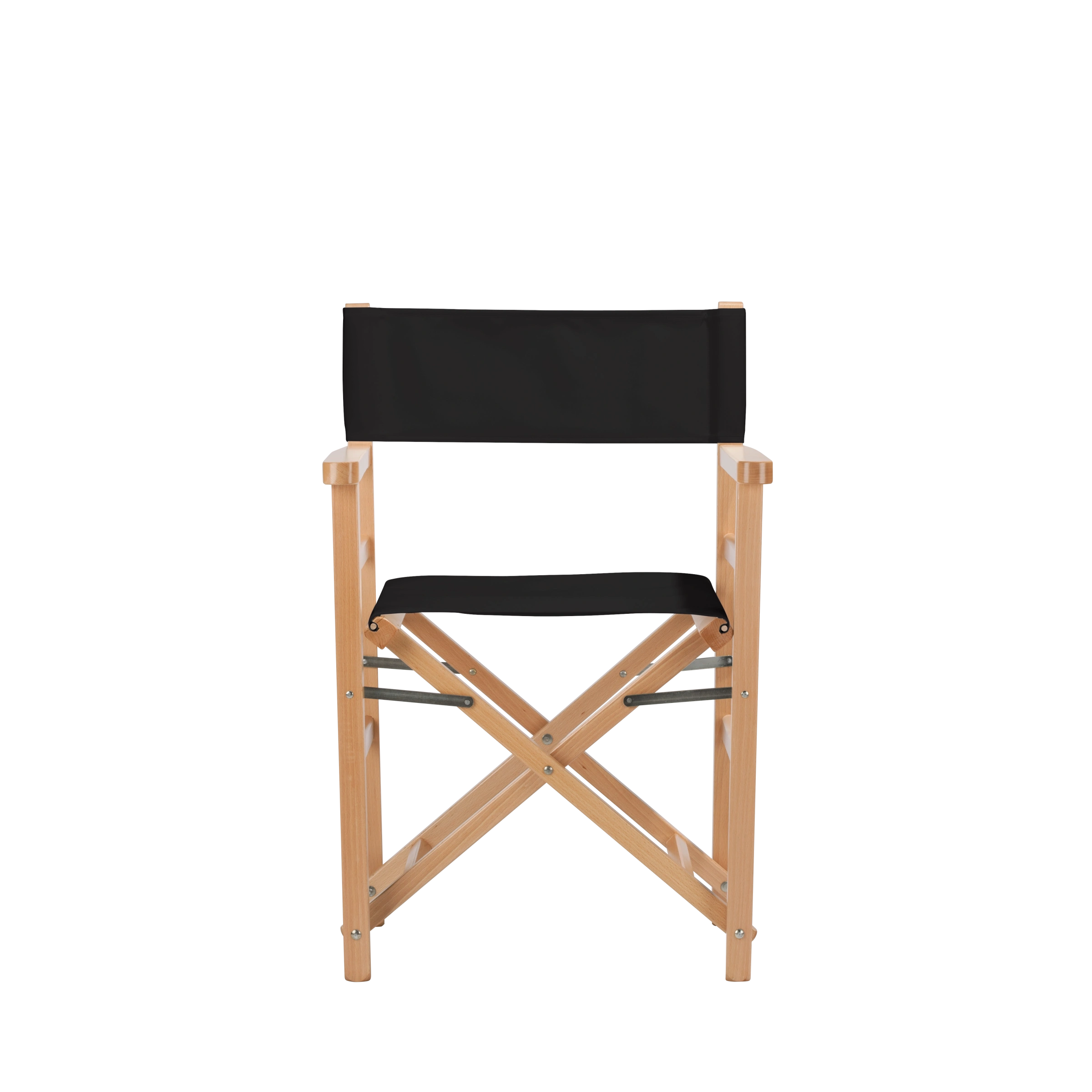 Regiestuhl Oscar aus naturfarbenem Buchenholz mit schwarzem Bezug, Frontalansicht
#Classic | Set (Farbe)_schwarz