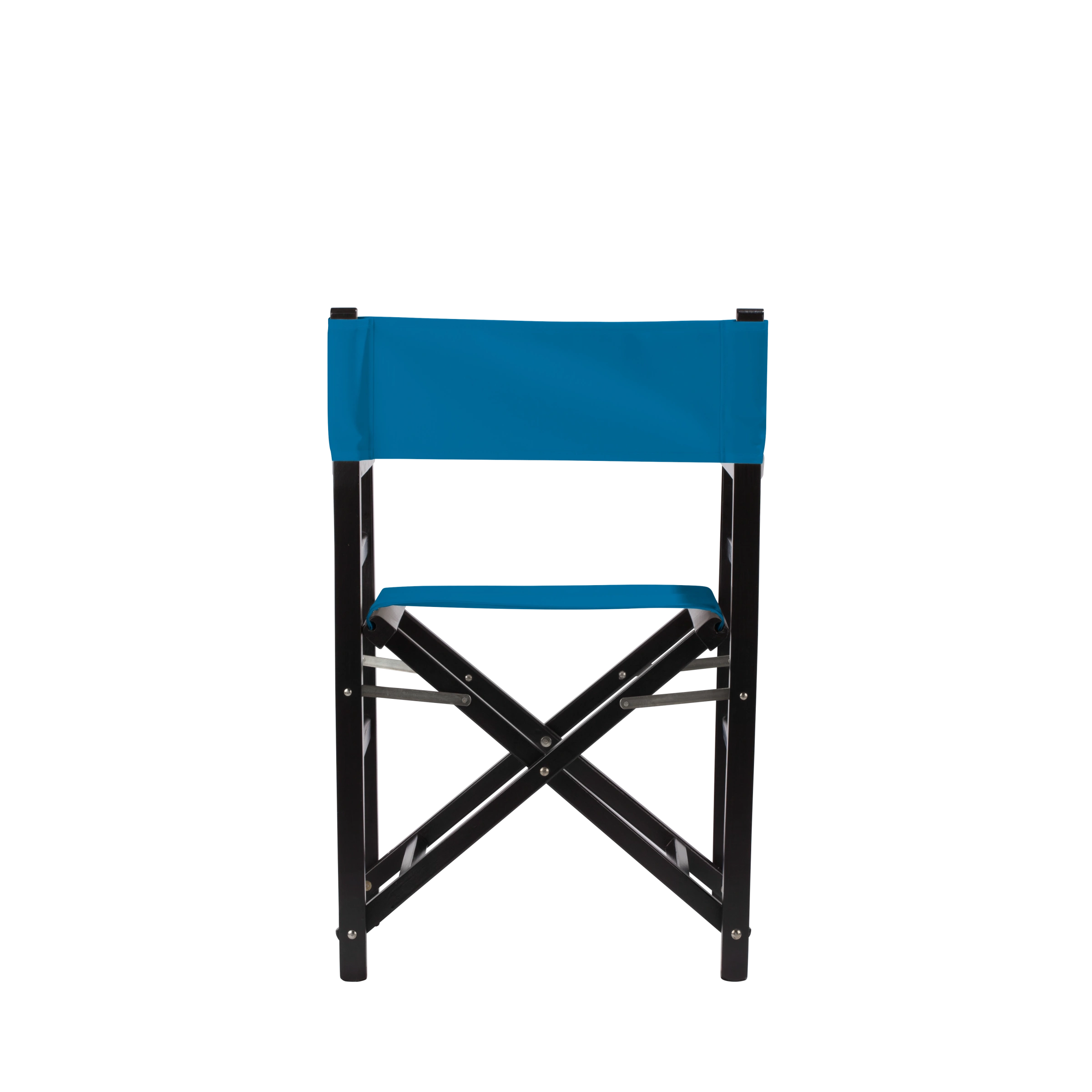 Regiestuhl Oscar aus schwarzem Buchenholz mit blauem Bezug, Rückansicht
#Classic | Set (Farbe)_blau