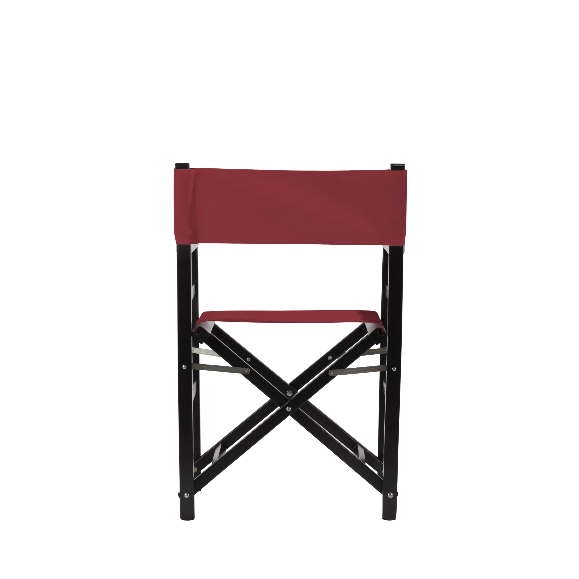 Regiestuhl Oscar aus schwarzem Buchenholz mit Bezug in bordeaux, Rückansicht
#Classic | Set (Farbe)_bordeaux