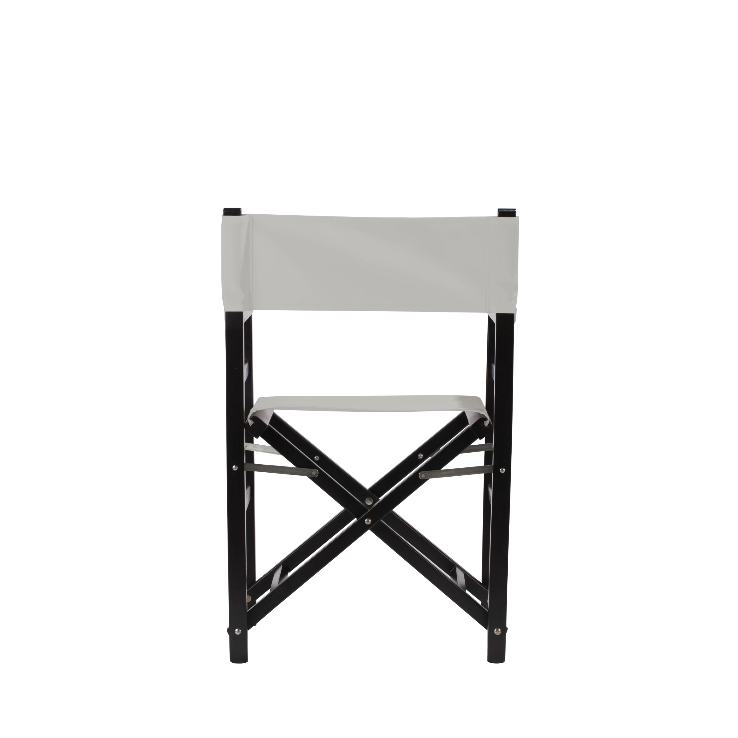 Regiestuhl Oscar aus schwarzem Buchenholz mit hellgrauem Bezug, Rückansicht
#Classic | Set (Farbe)_hellgrau