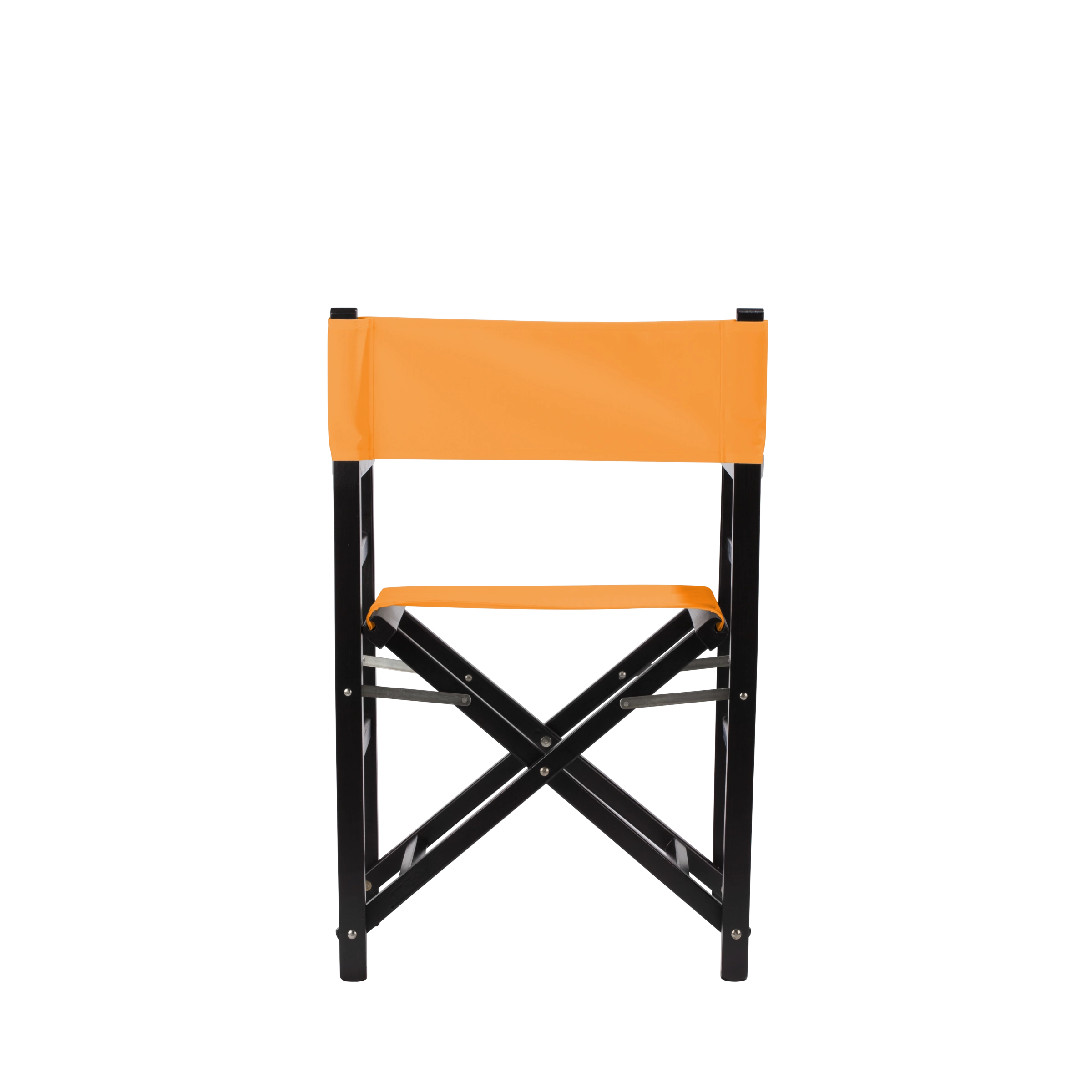 Regiestuhl Oscar aus schwarzem Buchenholz mit Bezug in mandarine, Rückansicht
#Classic | Set (Farbe)_mandarine