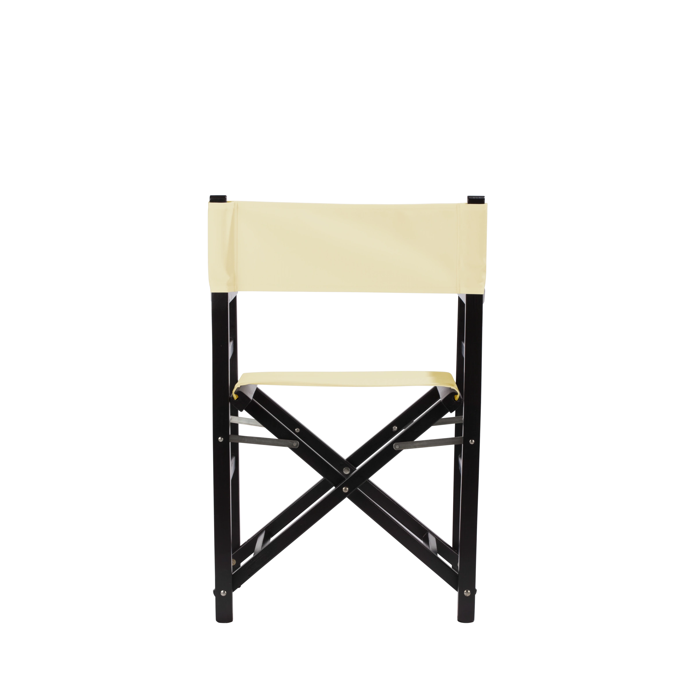 Regiestuhl Oscar aus schwarzem Buchenholz mit Bezug in vanille, Rückansicht
#Classic | Set (Farbe)_vanille