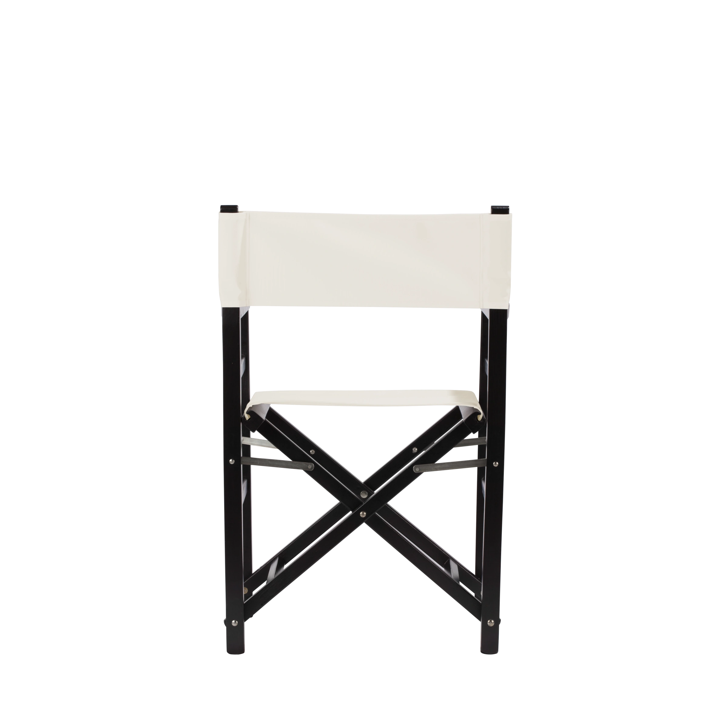 Regiestuhl Oscar aus schwarzem Buchenholz mit weißem Bezug, Rückansicht
#Classic | Set (Farbe)_weiß