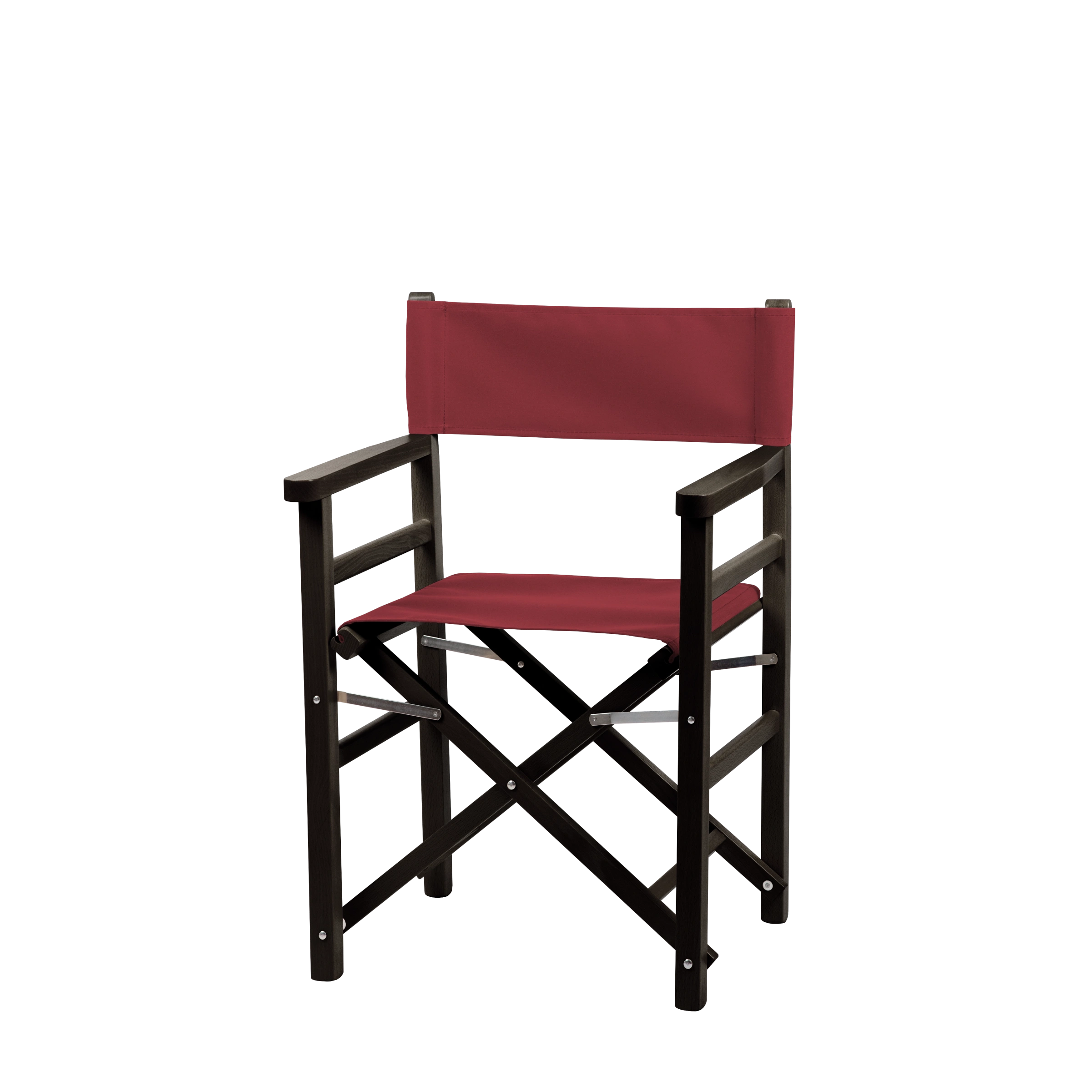 Regiestuhl Oscar aus schwarzem Buchenholz mit Bezug in bordeaux, Seitenansicht
#Classic | Set (Farbe)_bordeaux