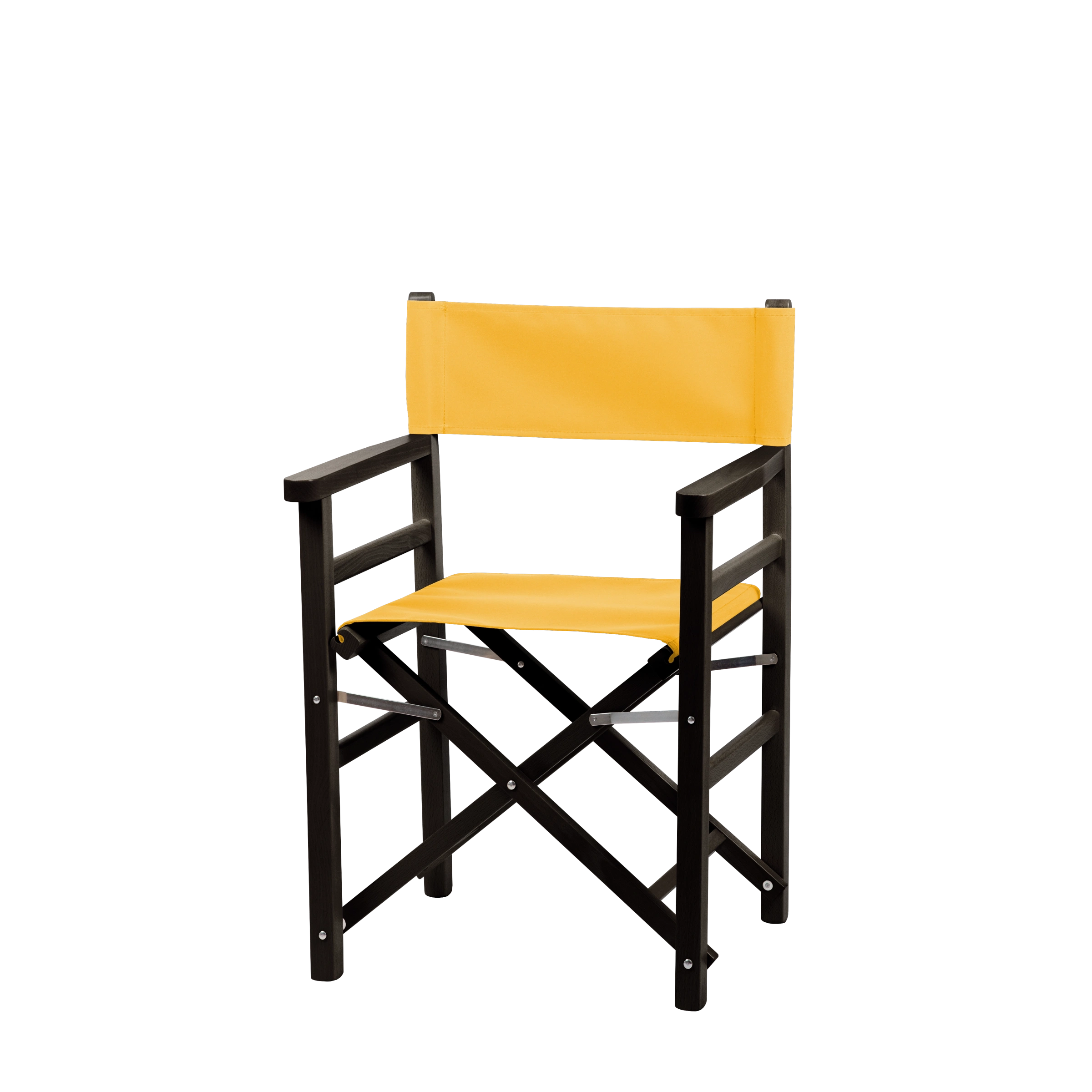 Regiestuhl Oscar aus schwarzem Buchenholz mit gelbem Bezug, Seitenansicht
#Classic | Set (Farbe)_gelb
