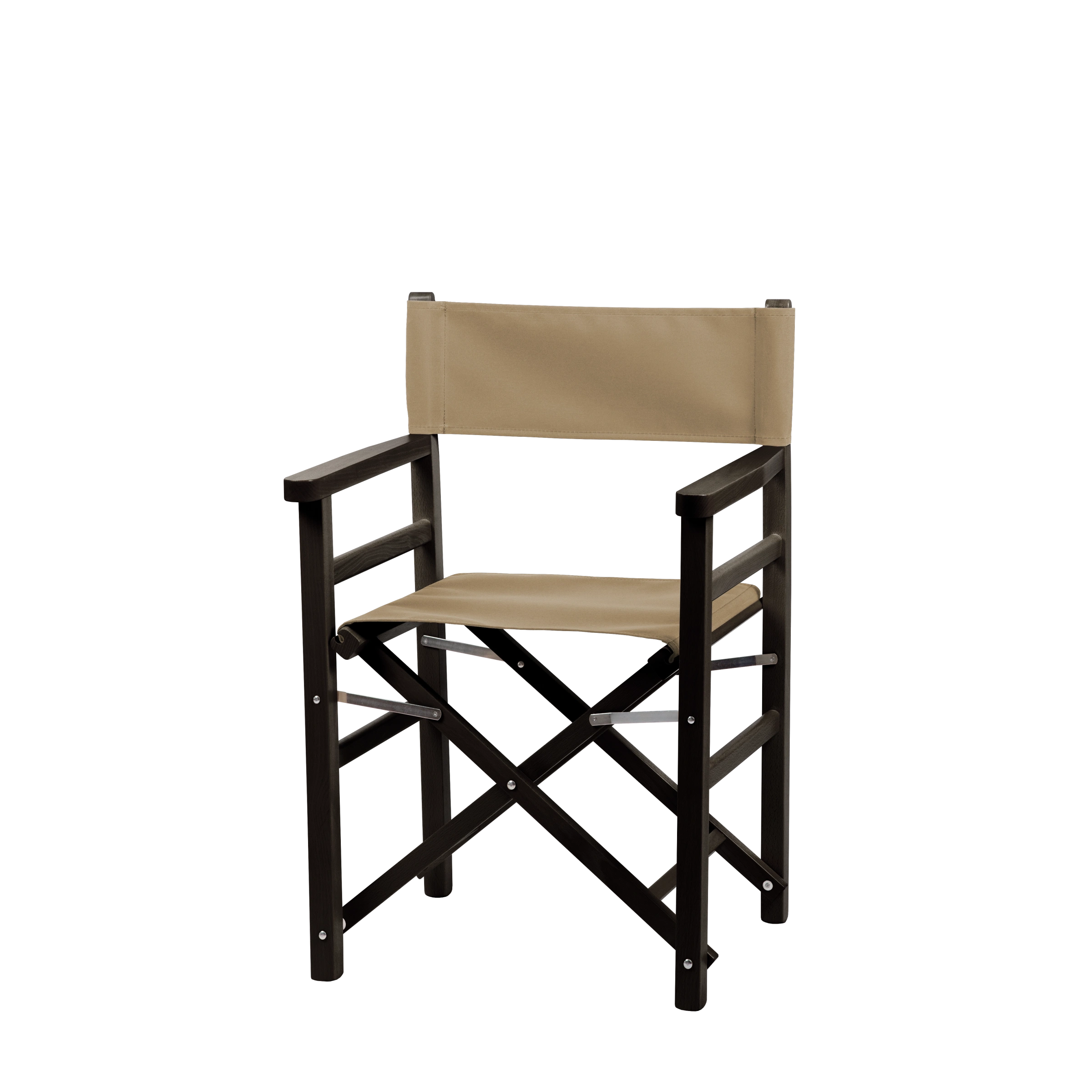 Regiestuhl Oscar aus schwarzem Buchenholz mit Bezug in grau-beige, Seitenansicht
#Classic | Set (Farbe)_grau-beige