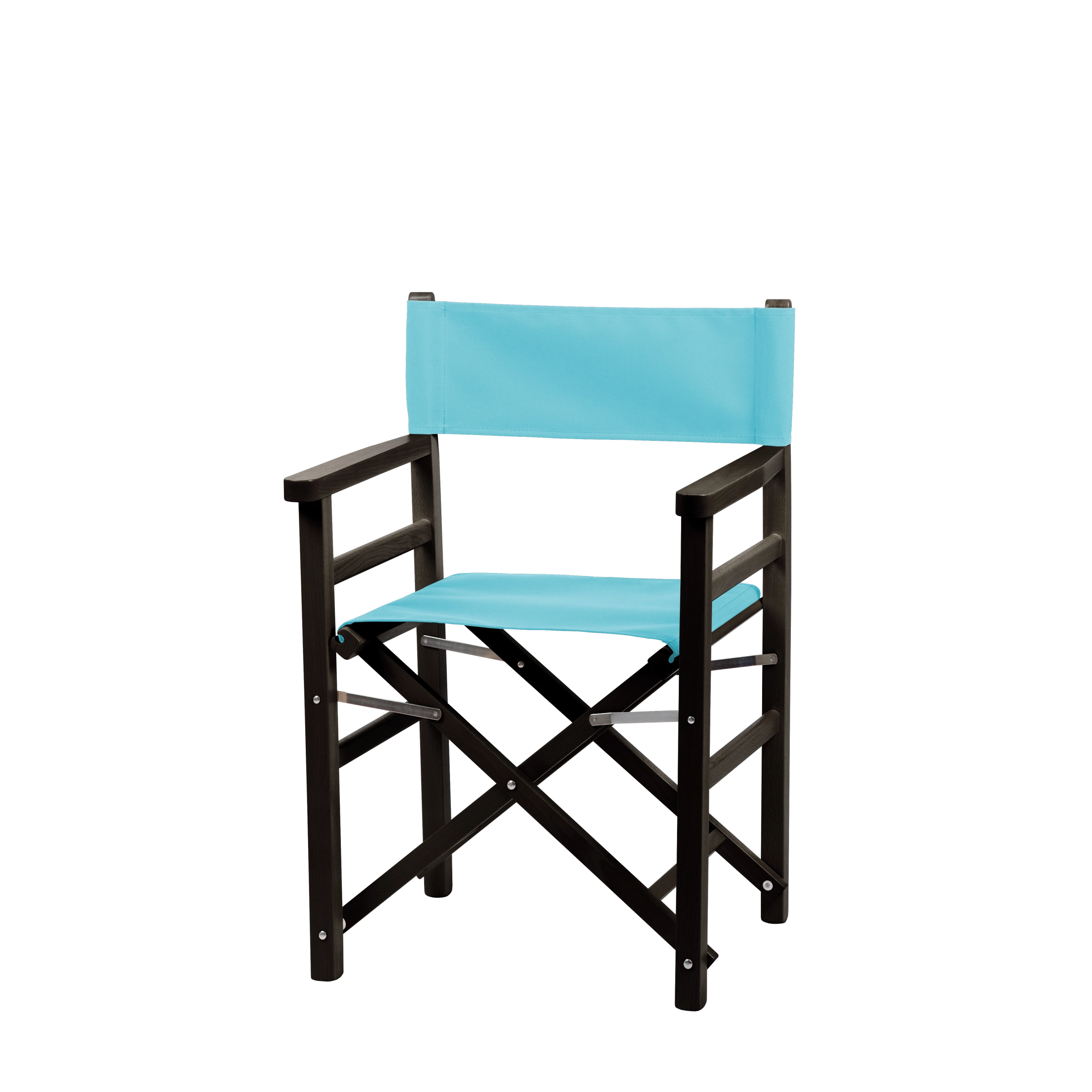 Regiestuhl Oscar aus schwarzem Buchenholz mit hellblauem Bezug, Seitenansicht
#Classic | Set (Farbe)_hellblau