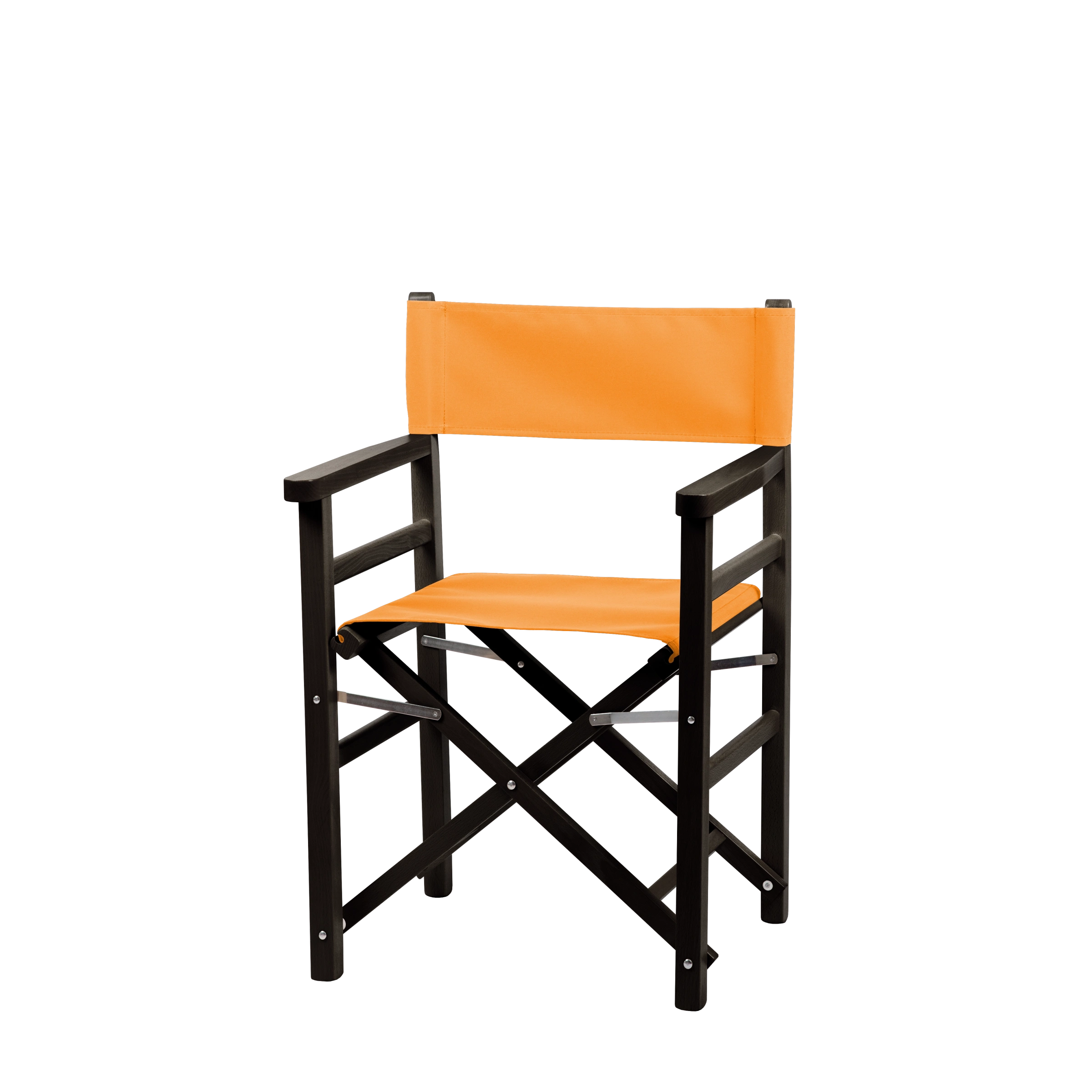 Regiestuhl Oscar aus schwarzem Buchenholz mit Bezug in mandarine, Seitenansicht
#Classic | Set (Farbe)_mandarine