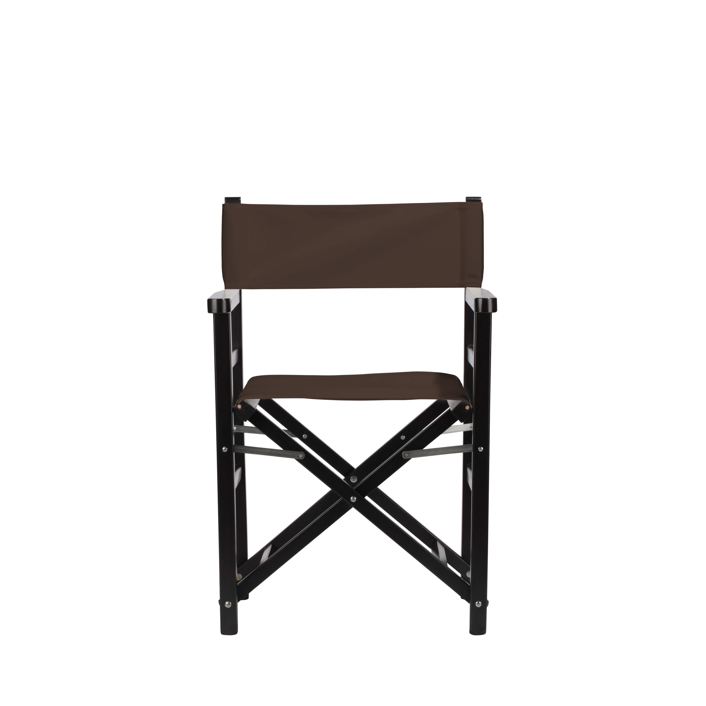 Regiestuhl Oscar aus schwarzem Buchenholz mit Bezug in caffé, Frontalansicht
#Classic | Set (Farbe)_caffé