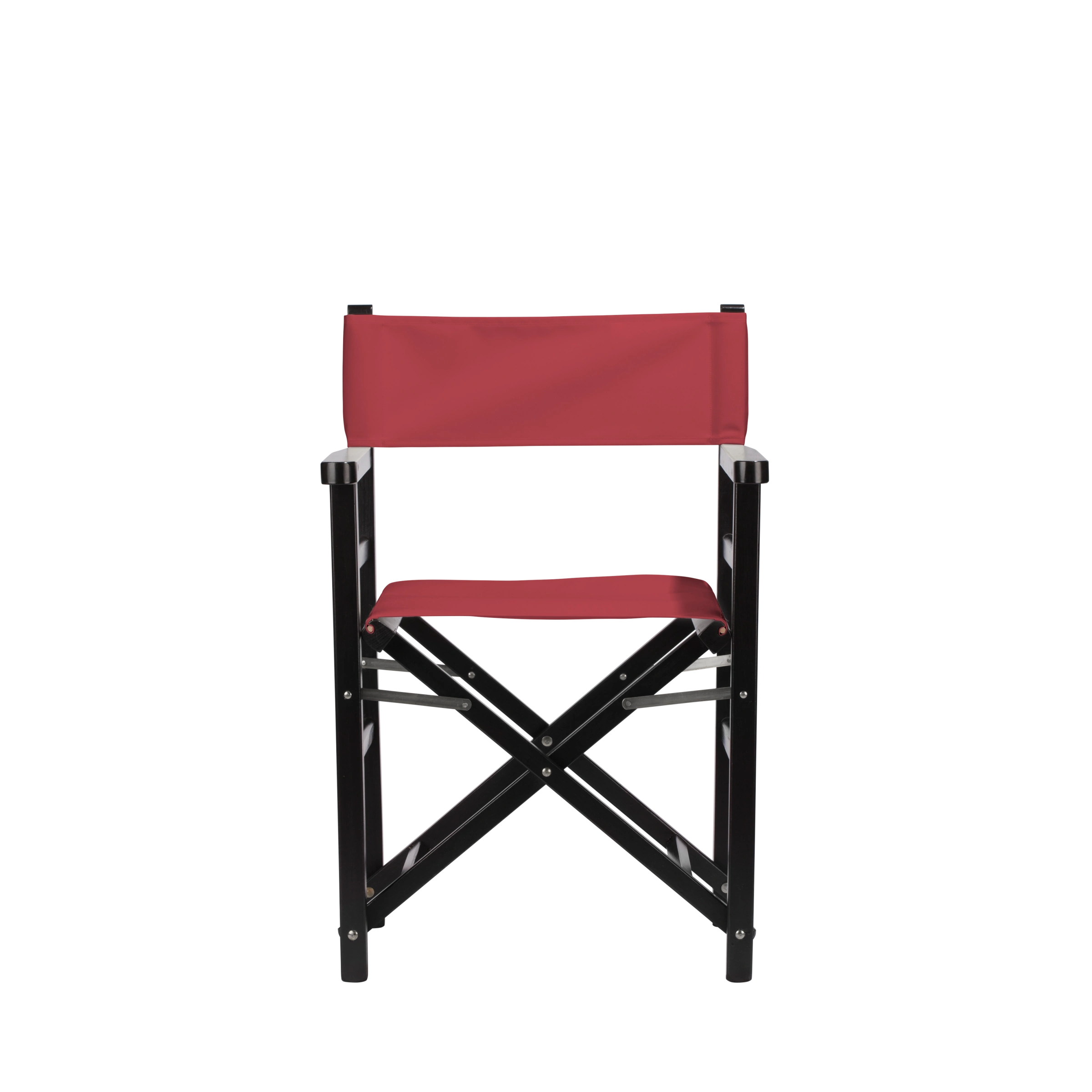 Regiestuhl Oscar aus schwarzem Buchenholz mit rotem Bezug, Frontalansicht
#Classic | Set (Farbe)_rot