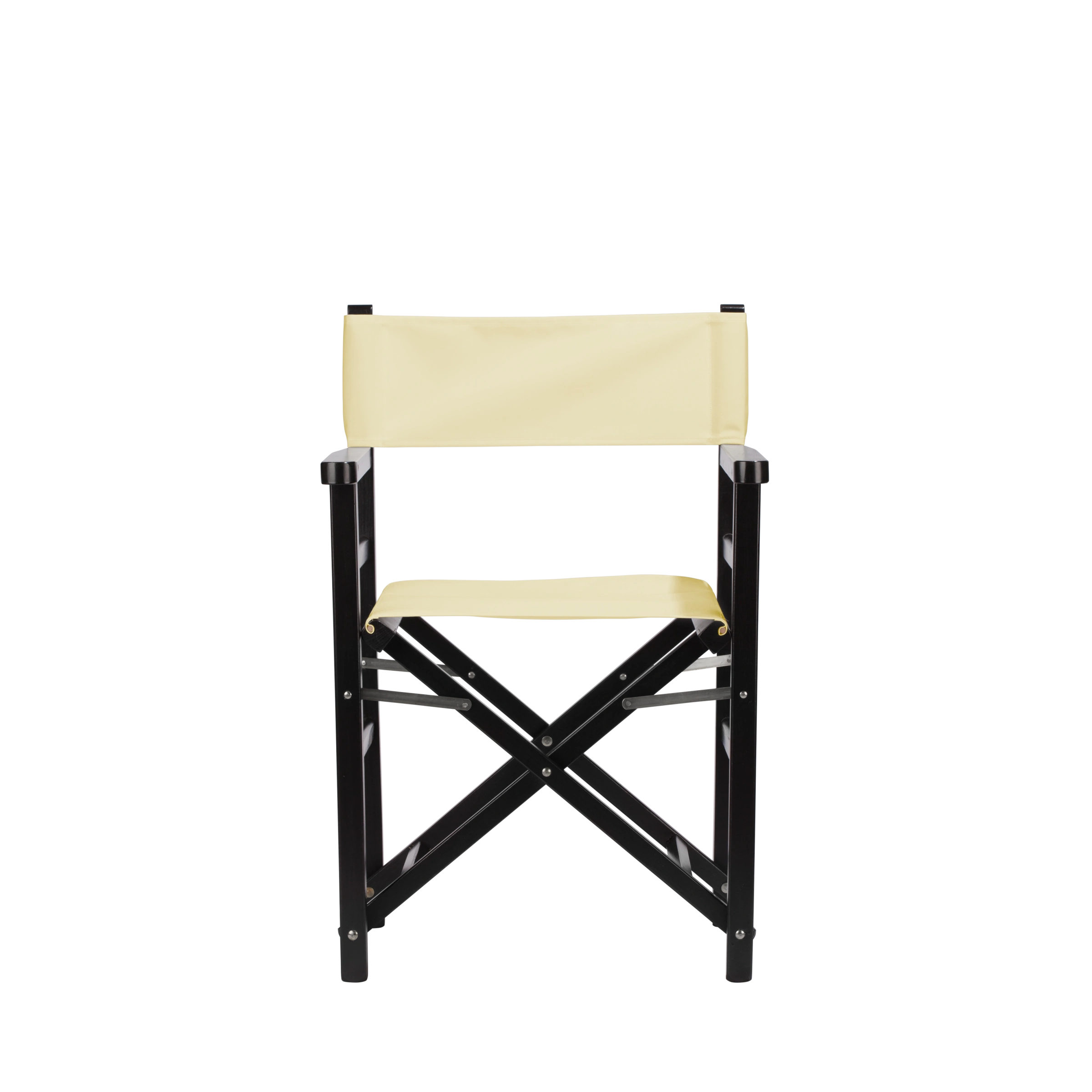 Regiestuhl Oscar aus schwarzem Buchenholz mit Bezug in vanille, Frontalansicht
#Classic | Set (Farbe)_vanille