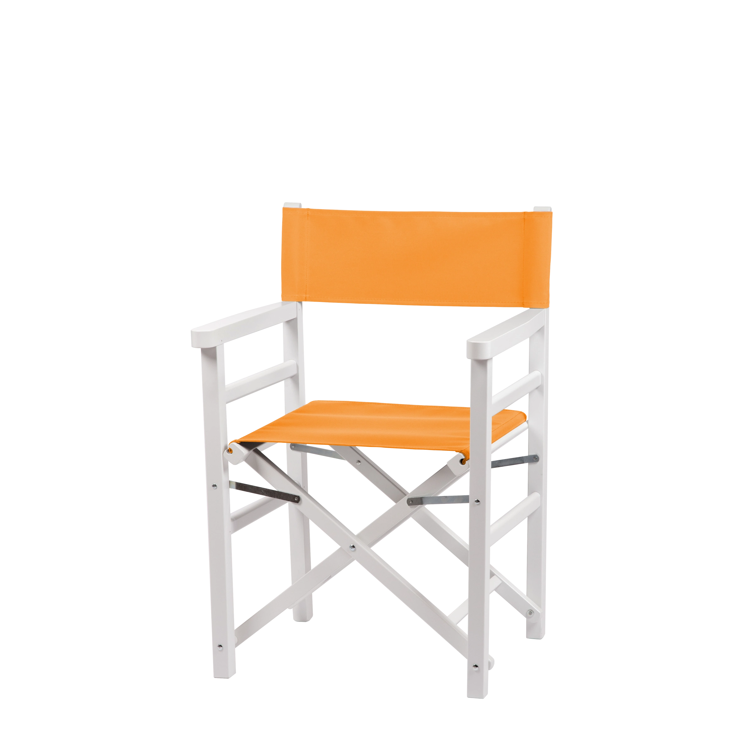 Regiestuhl Oscar aus weißem Buchenholz mit Bezug in mandarine, Seitenansicht
#Classic | Set (Farbe)_mandarine