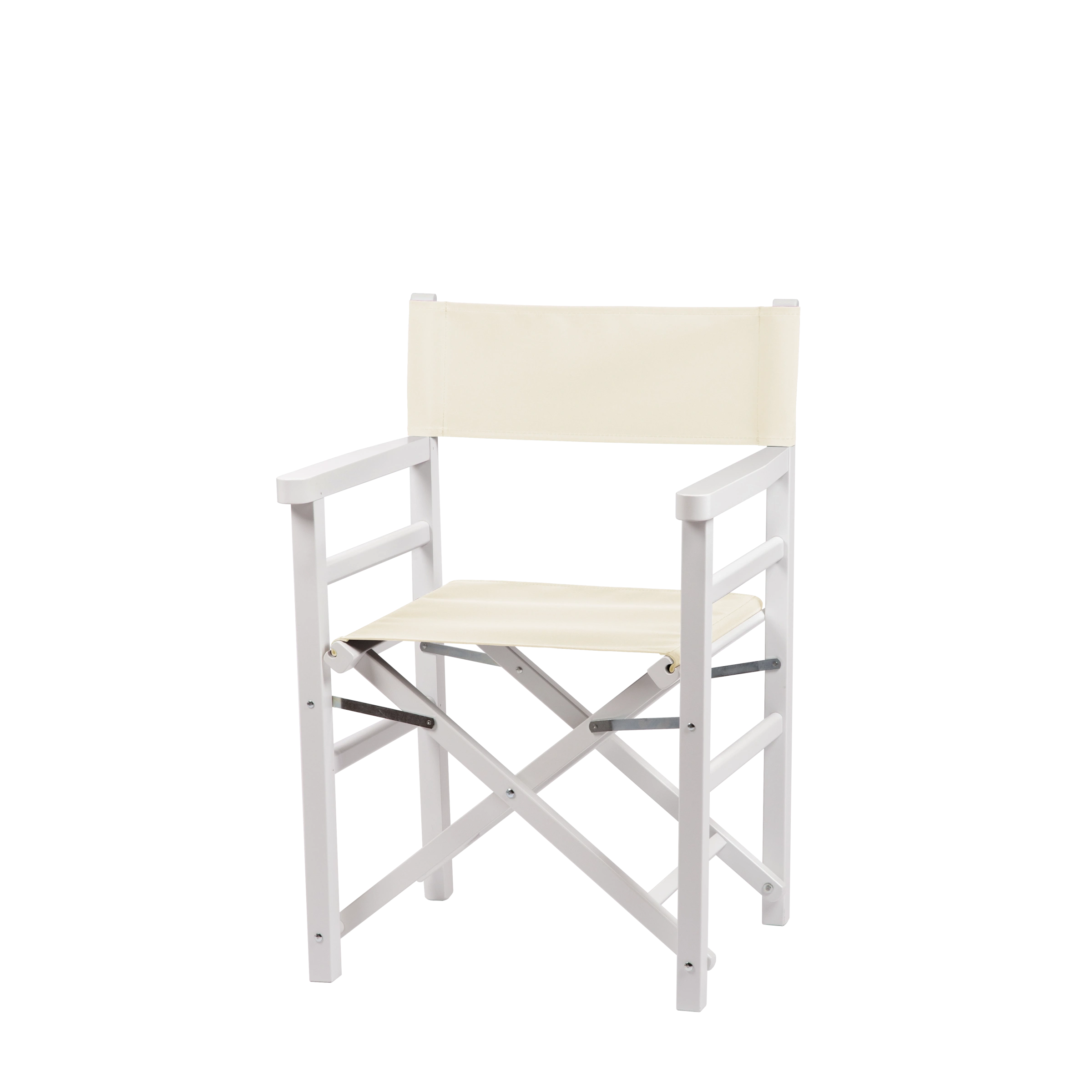 Regiestuhl Oscar aus weißem Buchenholz mit naturfarbenem Bezug, Seitenansicht
#Classic | Set (Farbe)_natur