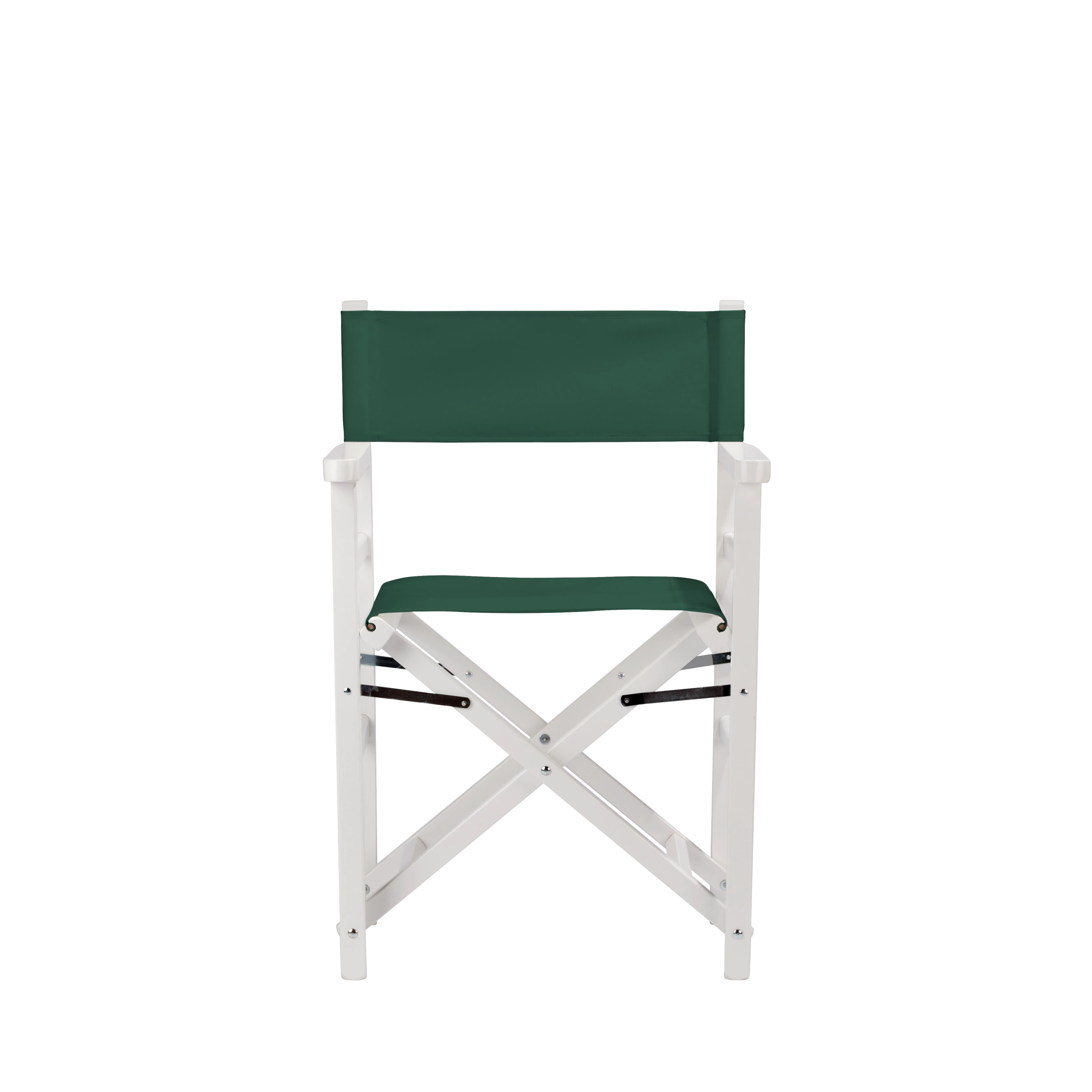 Regiestuhl Oscar aus weißem Buchenholz mit dunkelgrünem Bezug, Frontalansicht
#Classic | Set (Farbe)_dunkelgrün