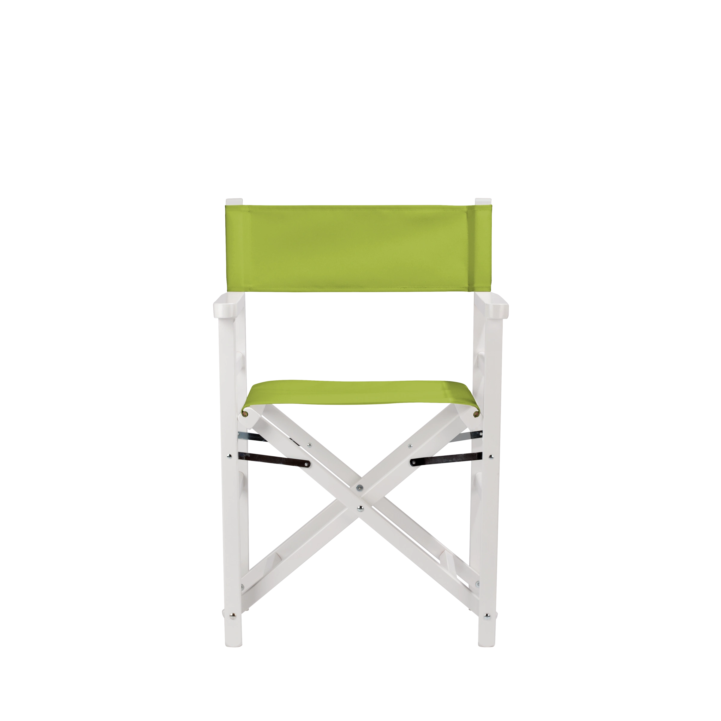 Regiestuhl Oscar aus weißem Buchenholz mit hellgrünem Bezug, Frontalansicht
#Classic | Set (Farbe)_hellgrün