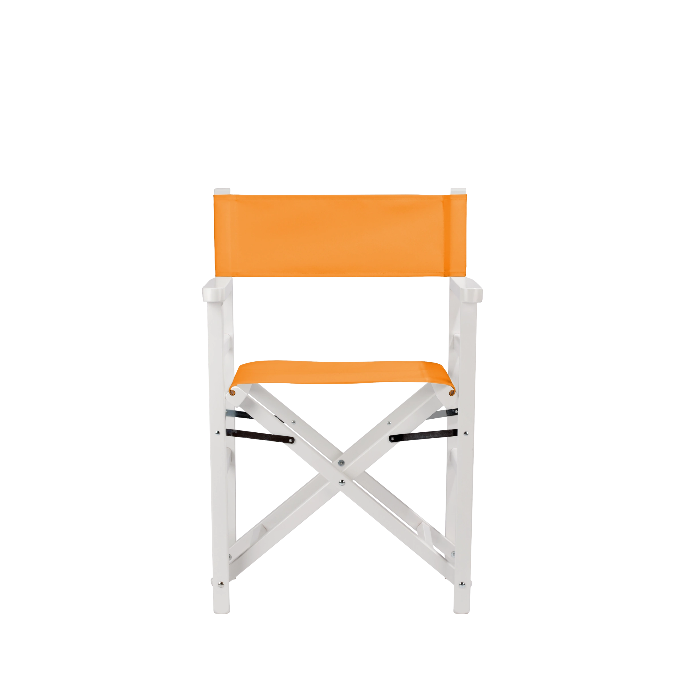 Regiestuhl Oscar aus weißem Buchenholz mit Bezug in mandarine, Frontalansicht
#Classic | Set (Farbe)_mandarine