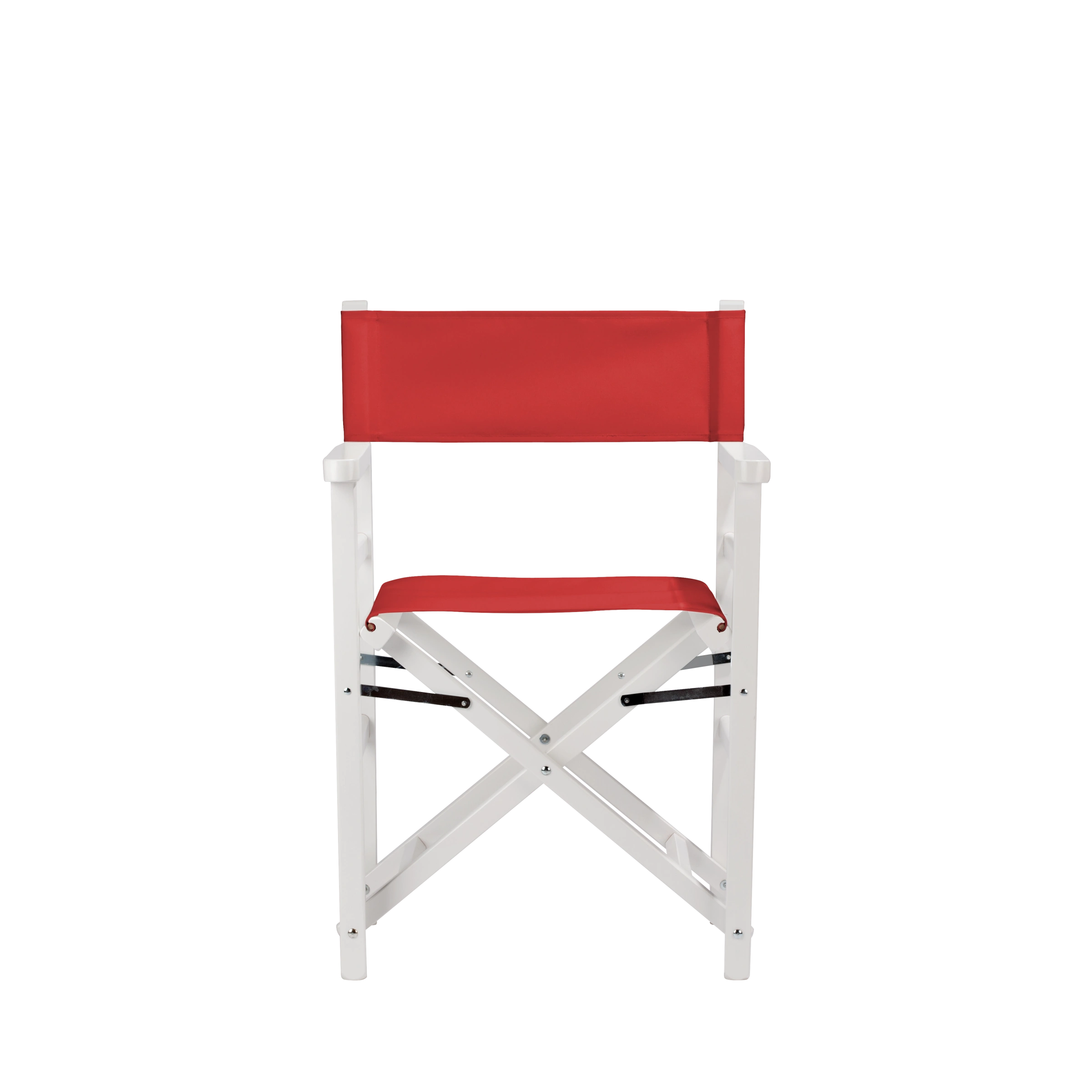 Regiestuhl Oscar aus weißem Buchenholz mit Bezug in rivarot, Frontalansicht
#Classic | Set (Farbe)_rivarot