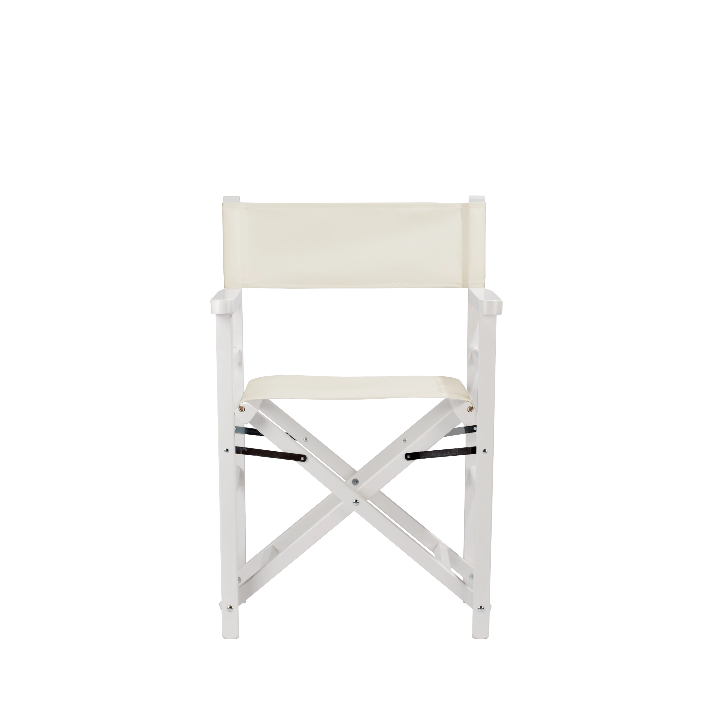 Regiestuhl Oscar aus weißem Buchenholz mit weißem Bezug, Frontalansicht
#Classic | Set (Farbe)_weiß