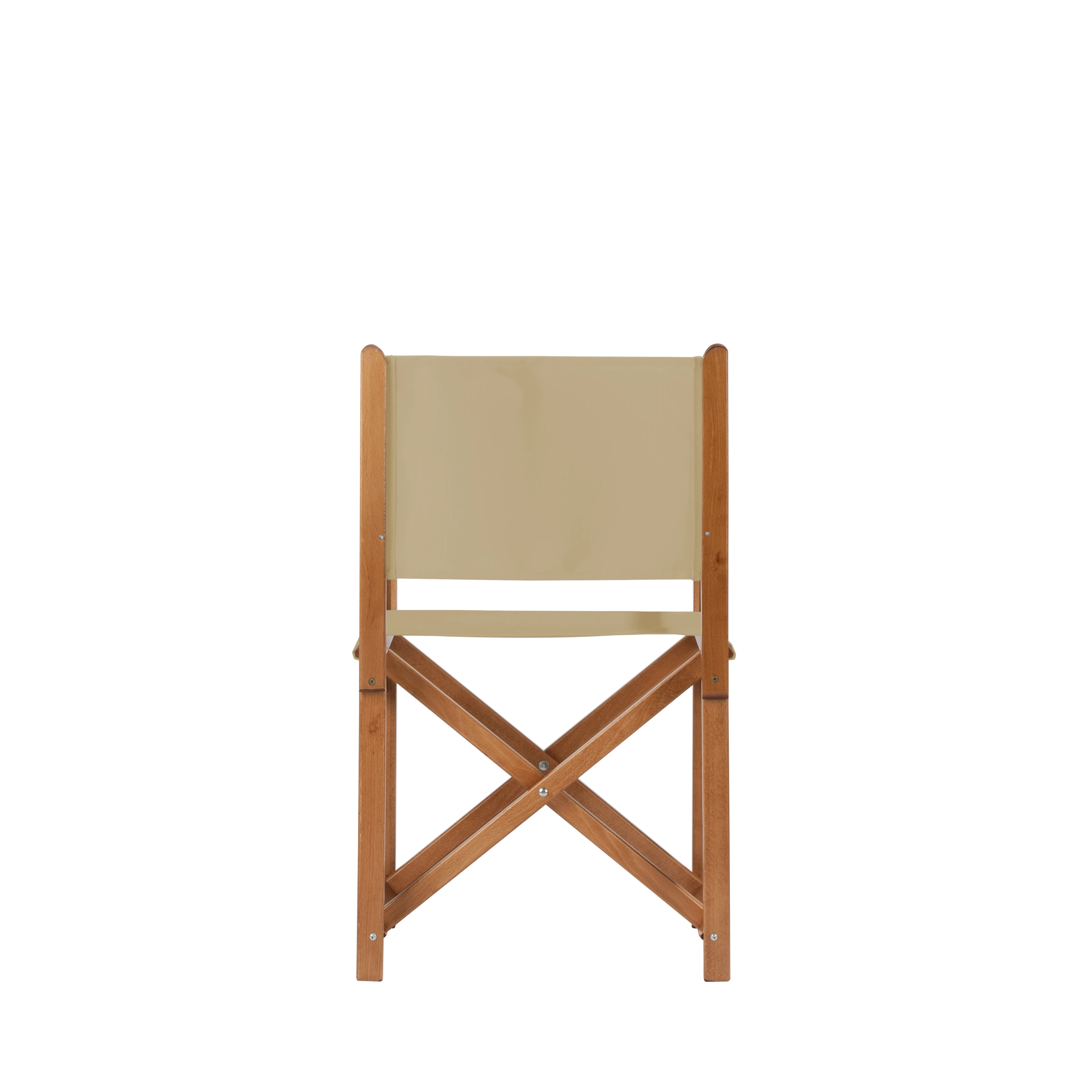 Regiestuhl Pedro aus brandyfarbenem Buchenholz mit Bezug in grau-beige, Rückansicht
#Swing | Set (Farbe)_beige