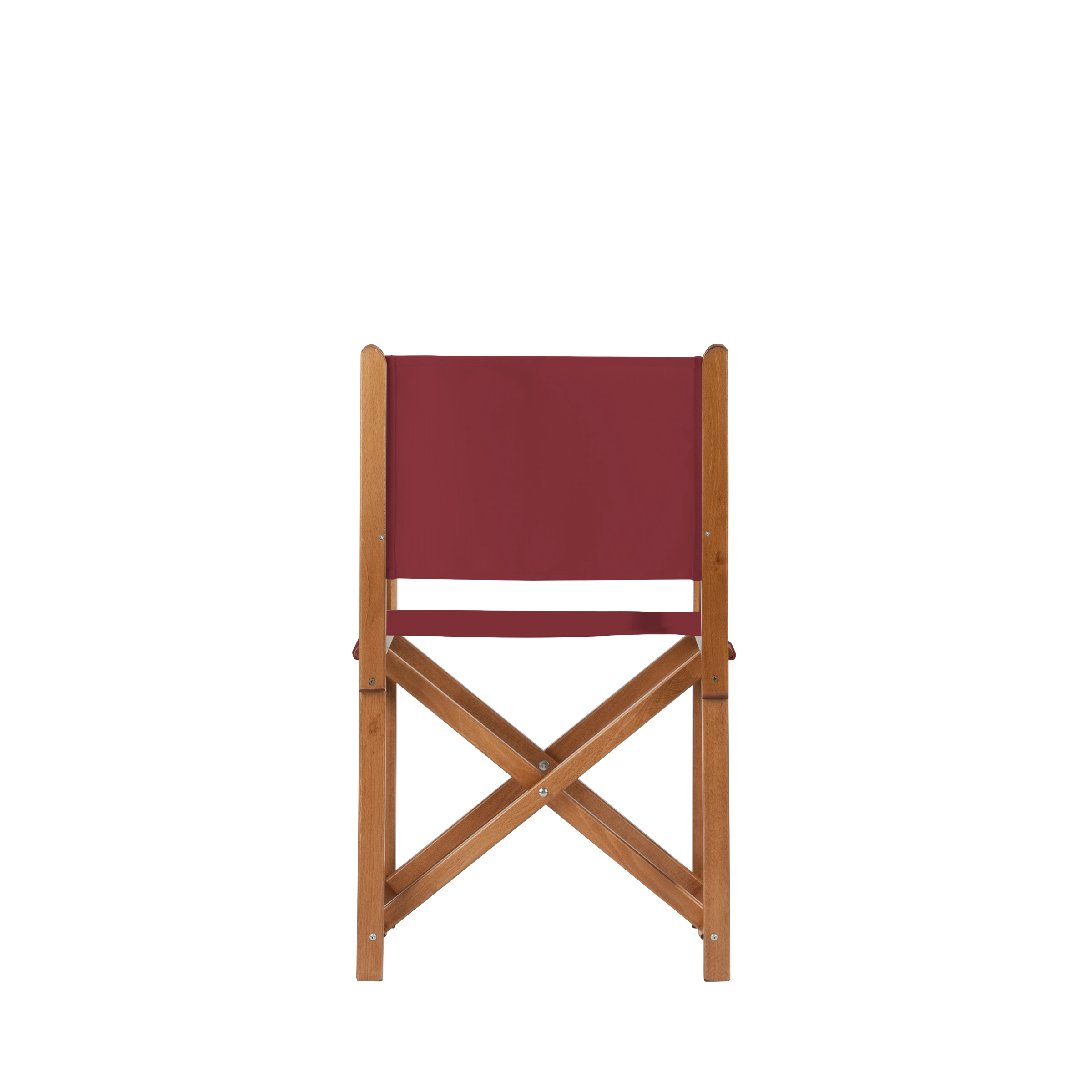 Regiestuhl Pedro aus brandyfarbenem Buchenholz mit Bezug in bordeaux, Rückansicht
#Swing | Set (Farbe)_bordeaux