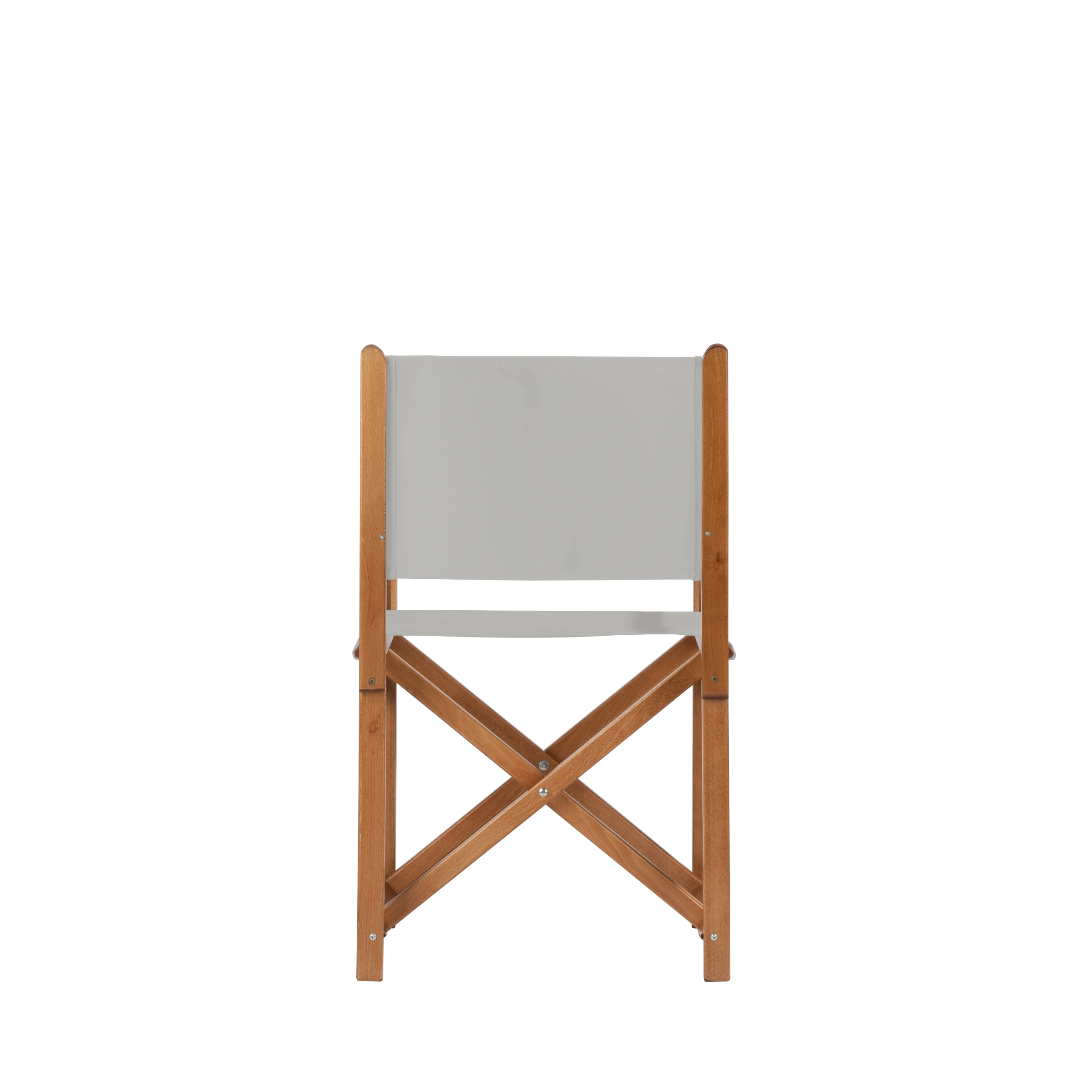 Regiestuhl Pedro aus brandyfarbenem Buchenholz mit hellgrauem Bezug, Rückansicht
#Swing | Set (Farbe)_hellgrau