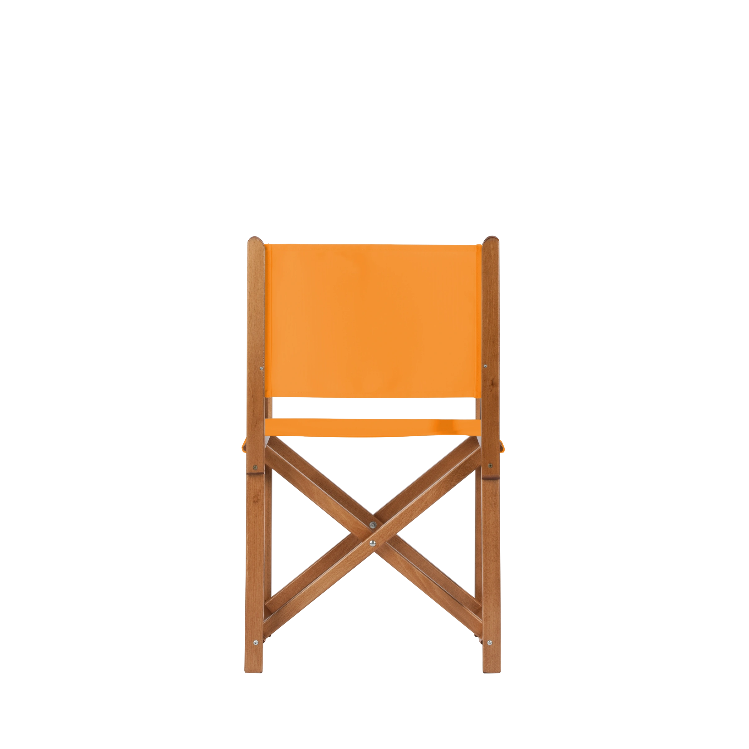 Regiestuhl Pedro aus brandyfarbenem Buchenholz mit Bezug in mandarine, Rückansicht
#Swing | Set (Farbe)_mandarine