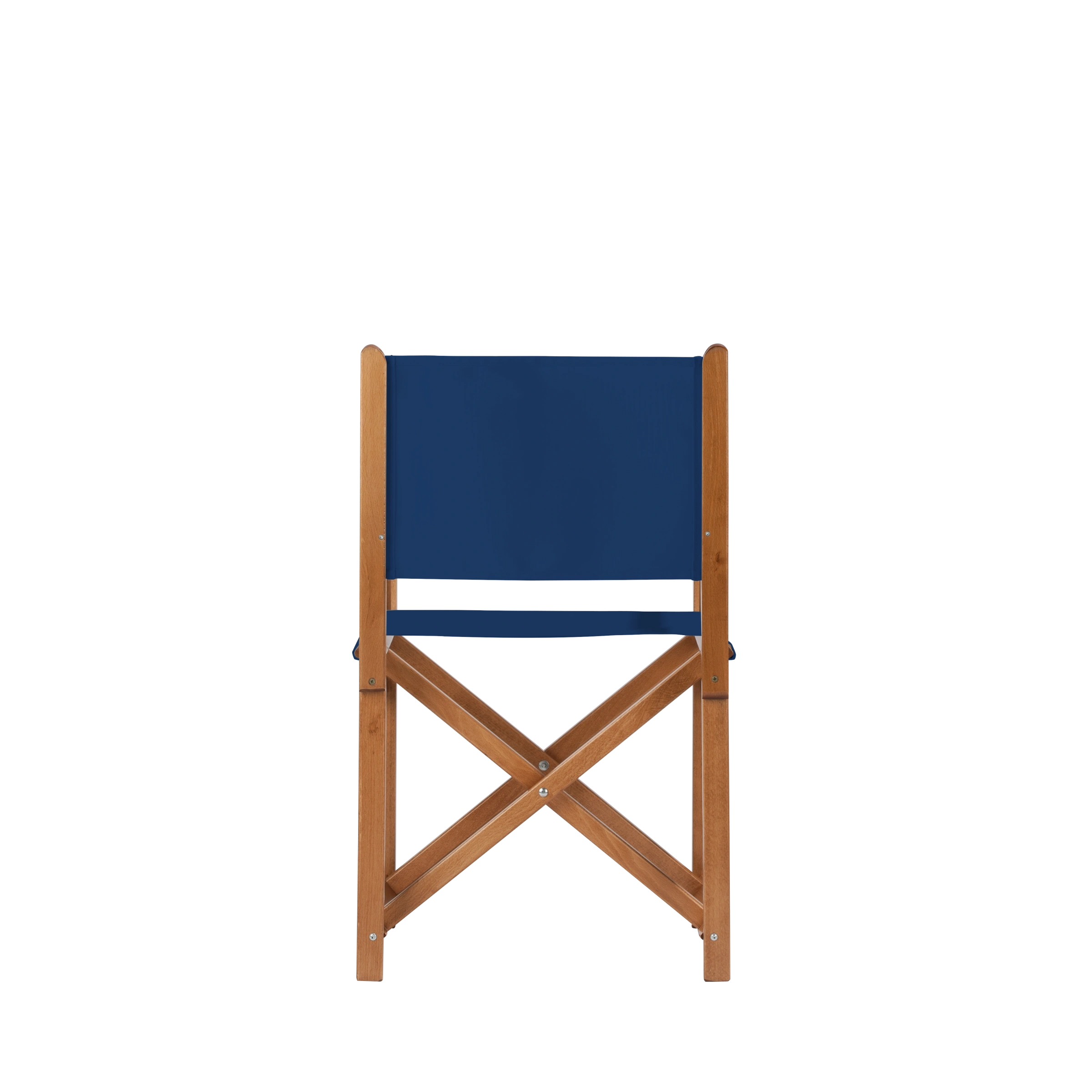 Regiestuhl Pedro aus brandyfarbenem Buchenholz mit Bezug in marine, Rückansicht
#Swing | Set (Farbe)_marine