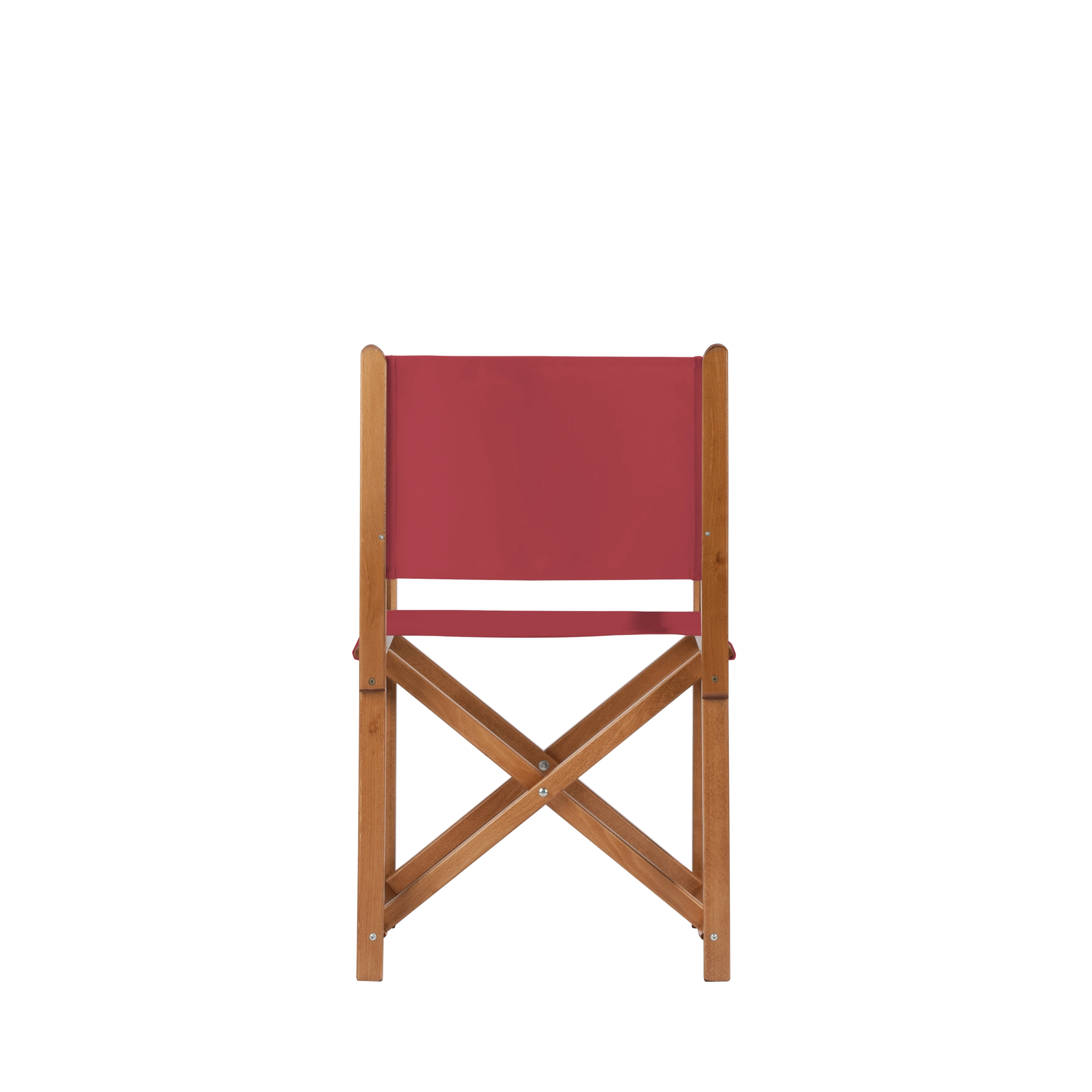 Regiestuhl Pedro aus brandyfarbenem Buchenholz mit rotem Bezug, Rückansicht
#Swing | Set (Farbe)_rot