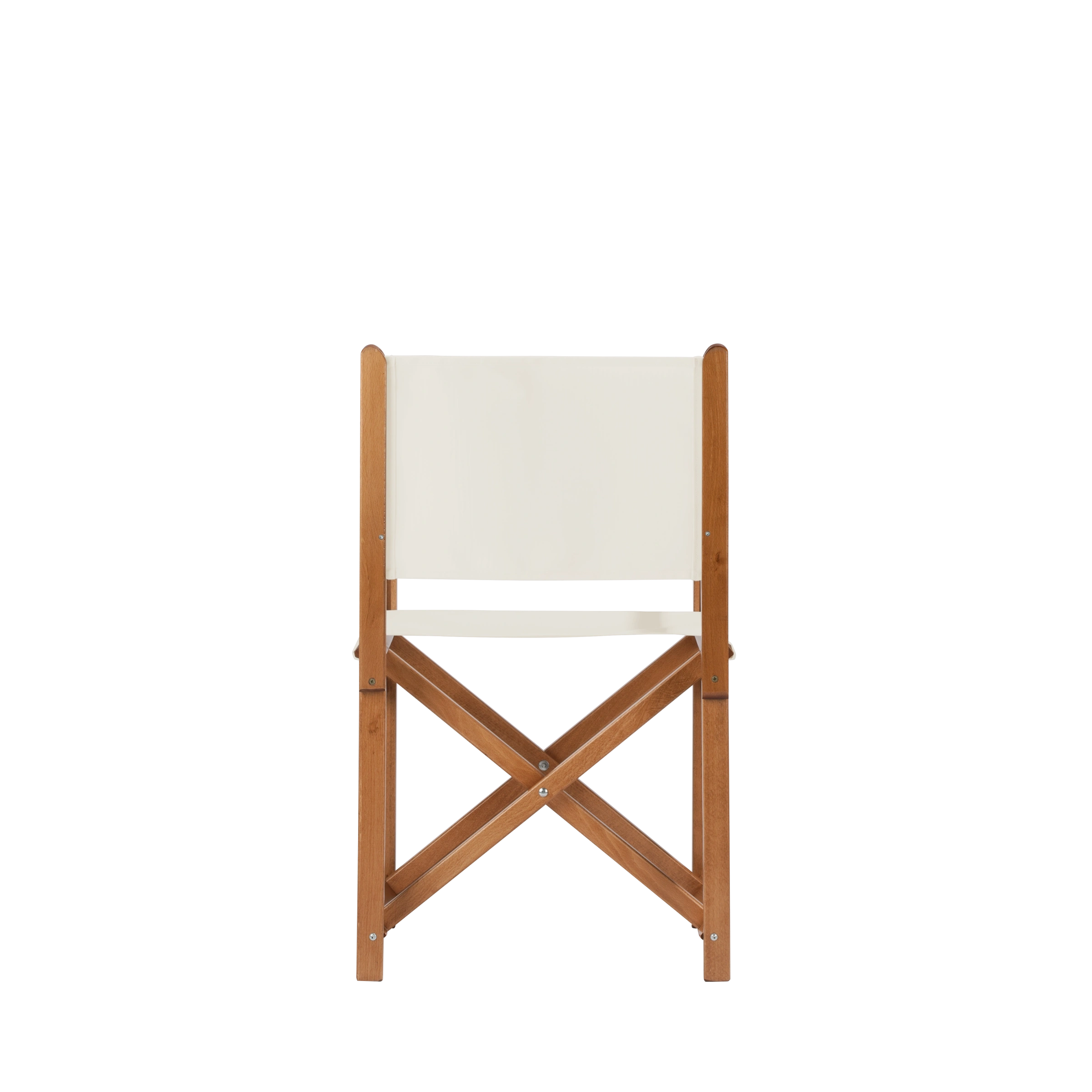 Regiestuhl Pedro aus brandyfarbenem Buchenholz mit weißem Bezug, Rückansicht
#Swing | Set (Farbe)_weiß