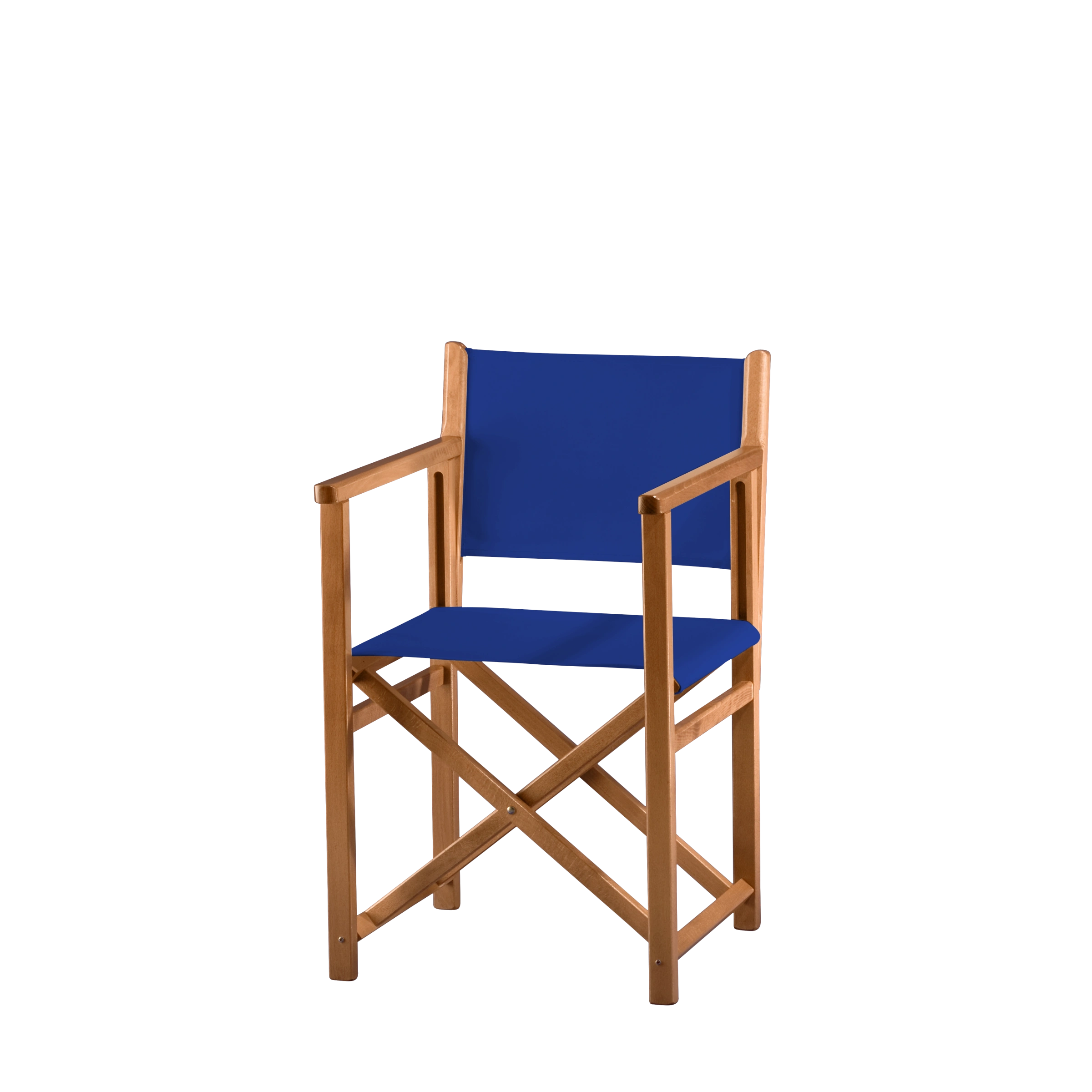 Regiestuhl Pedro aus brandyfarbenem Buchenholz mit dunkelblauem Bezug, Seitenansicht
#Swing | Set (Farbe)_dunkelblau