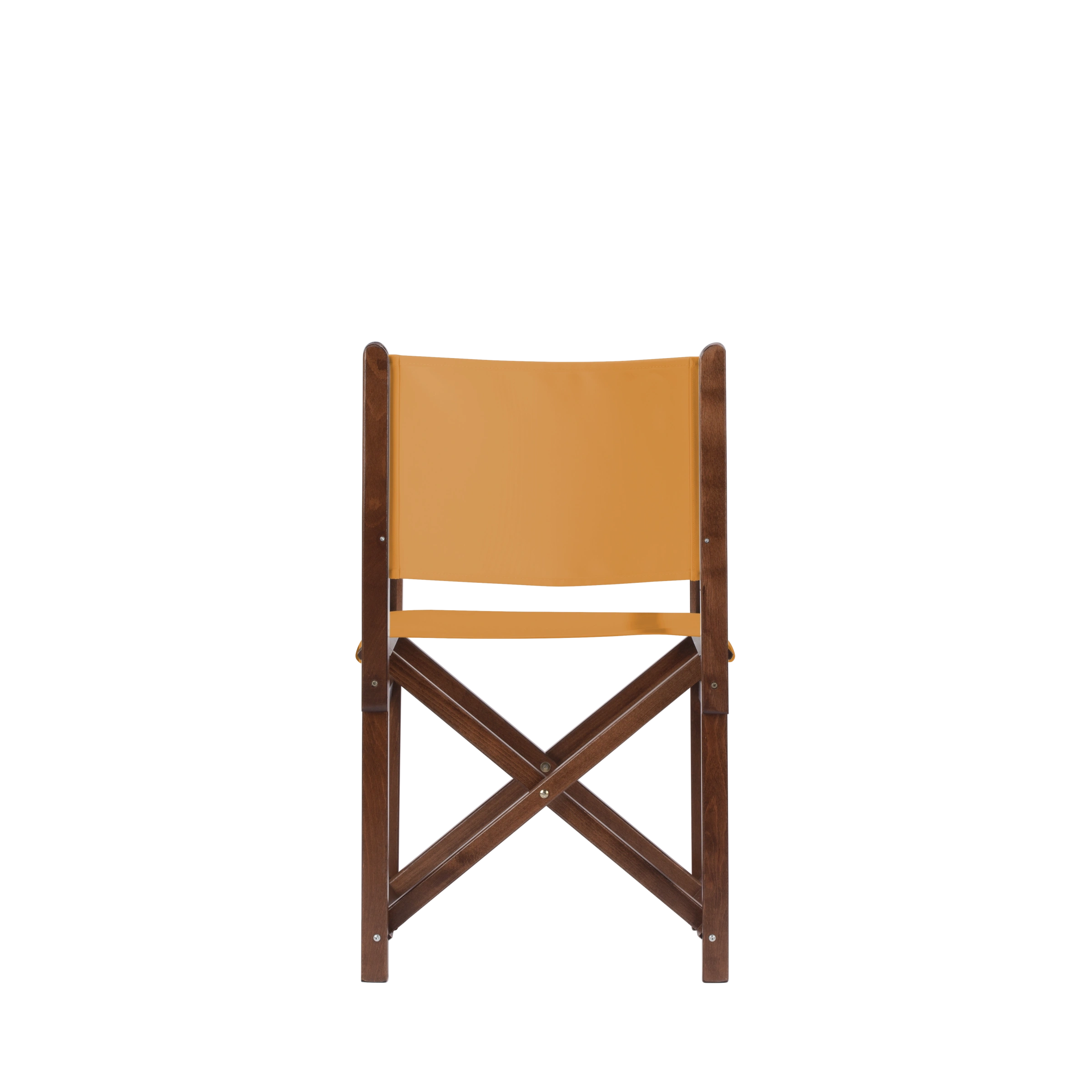 Regiestuhl Pedro aus braunem Buchenholz mit Bezug in ocker, Rückansicht
#Swing | Set (Farbe)_ocker